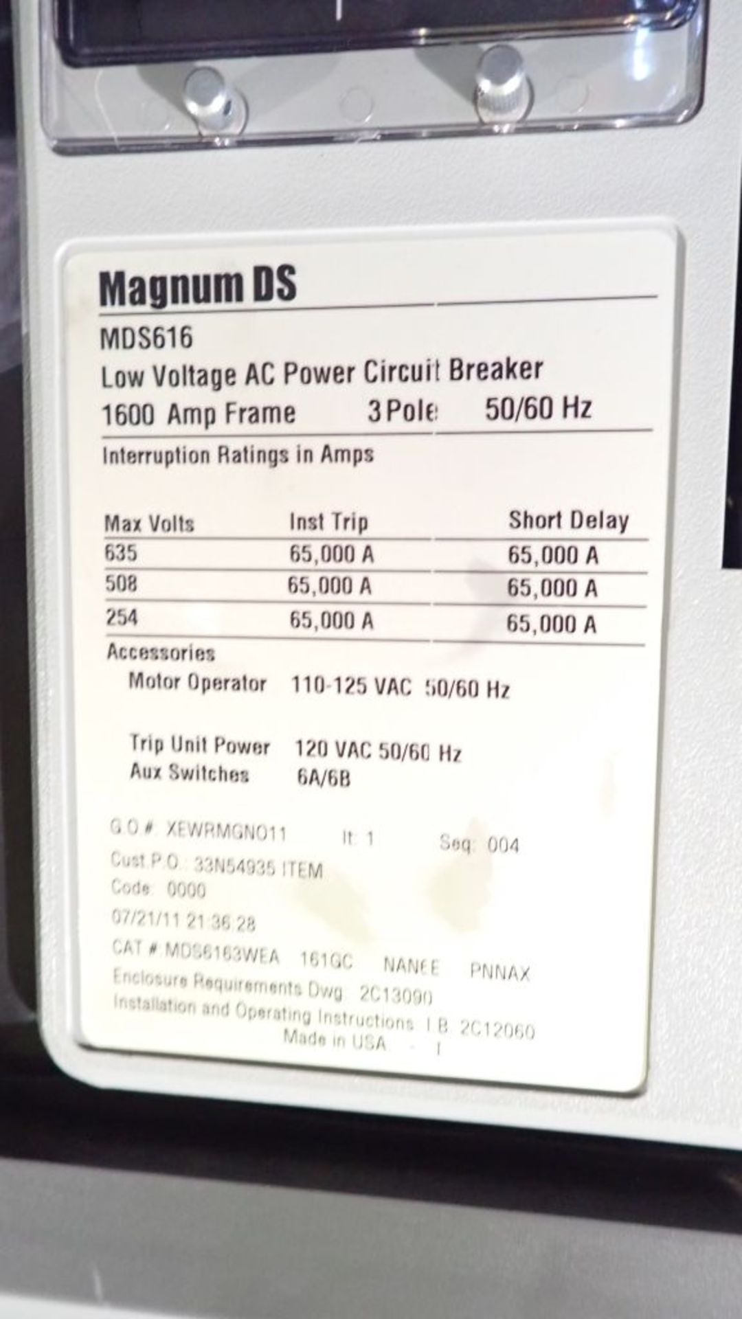 Eaton Cutler Hammer Switchgear | 1600A DS Frame Breaker; 480Y/277V; (9) 1600A; (6) 1600A; (3) 1200A; - Image 27 of 37