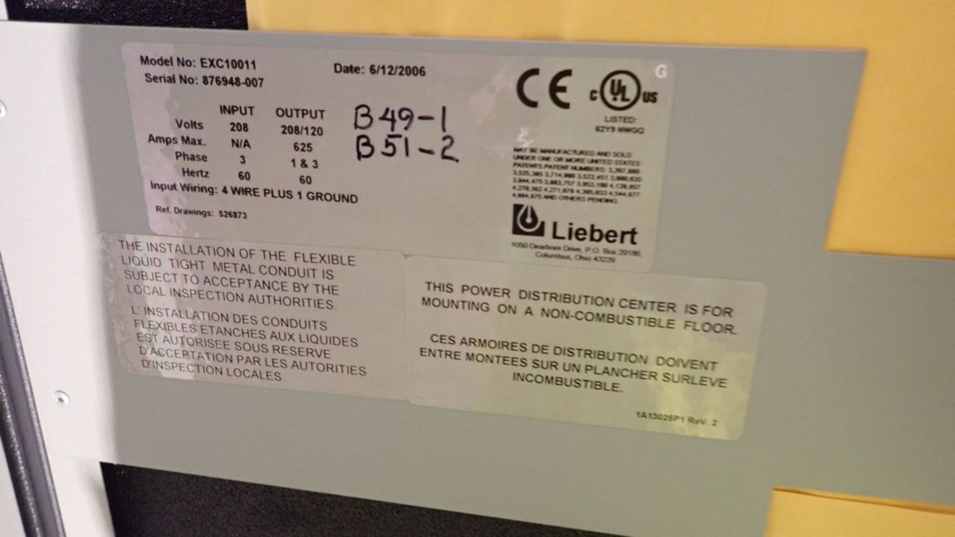 Liebert Precision Power UPS Unit | (2) Cat No. PPA25C, 480V Input, 208/120V; (1) Cat No. EXC10011, - Image 19 of 31