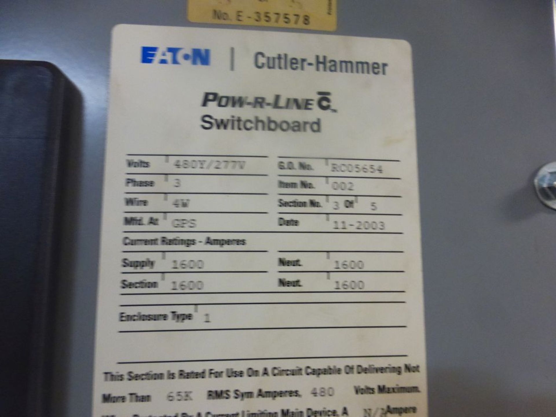 Eaton Cutler Hammer Switchgear | 1600A DS Frame Breaker; 480Y/277V; (9) 1600A; (6) 1600A; (3) 1200A; - Image 6 of 37