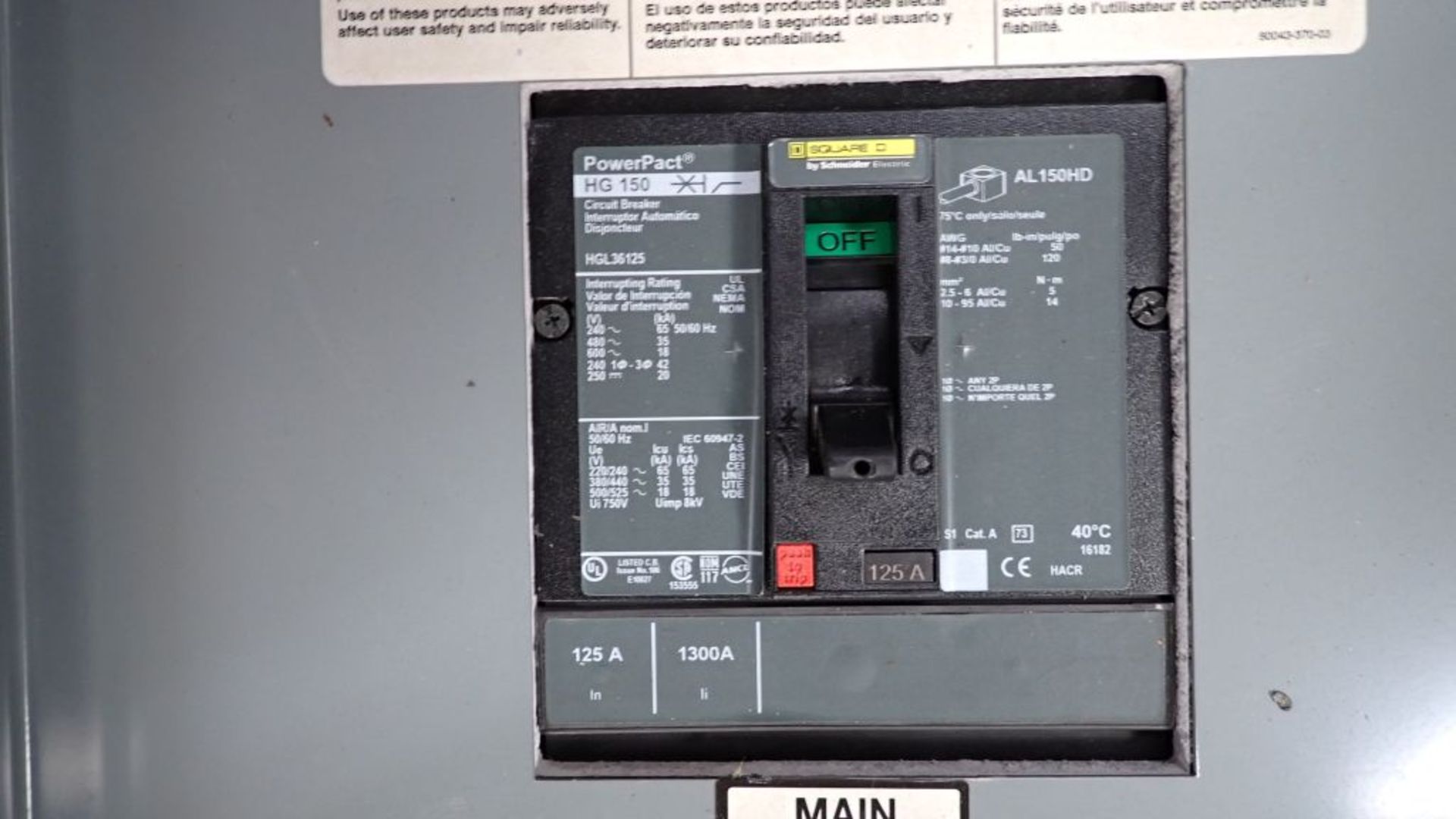 Power Panel | Cat No. MH44WP; Panelboard Cat No. NQ30LC, 225A, 240V; Tag: 245621 - Image 5 of 7
