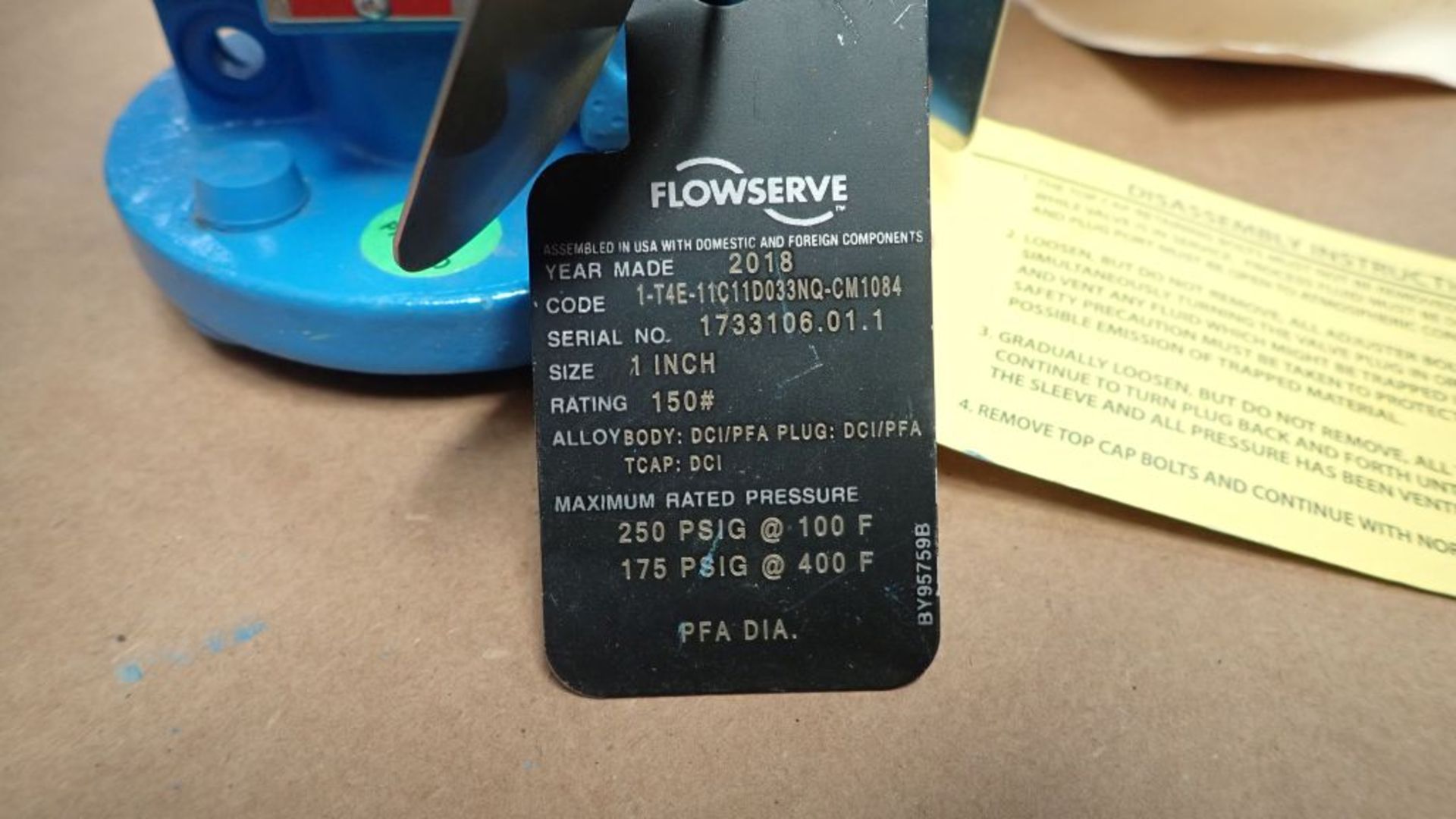 Lot of (7) Flowserve 1" Valves | Class-150; DCI/PFA Body; Tag: 245930 - Image 4 of 8