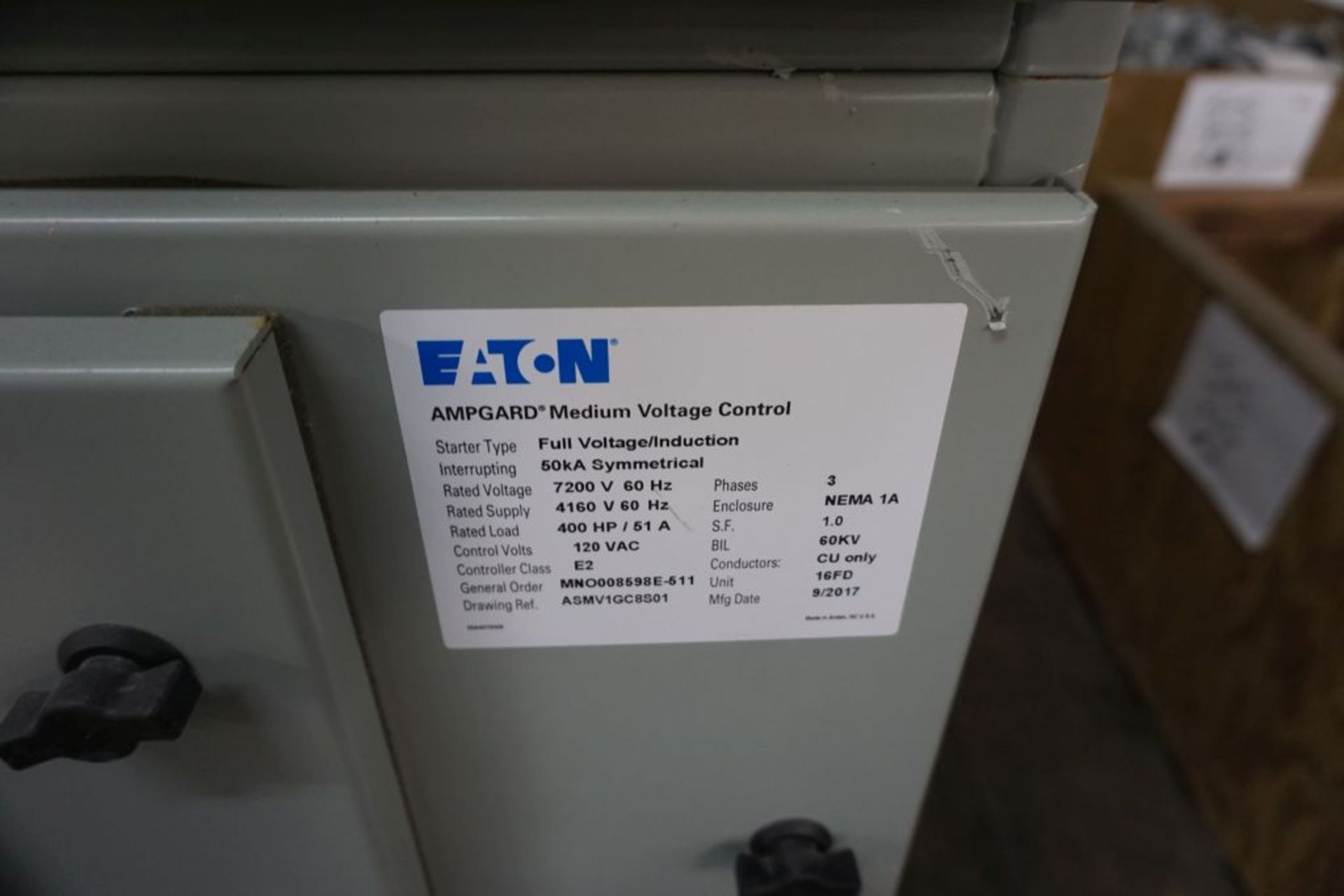 2017 Eaton Ampgard Medium Voltage Control Nema 1A Enclosure | 400 HP; 120 VAC; 7200V; 1-Section; - Image 8 of 10