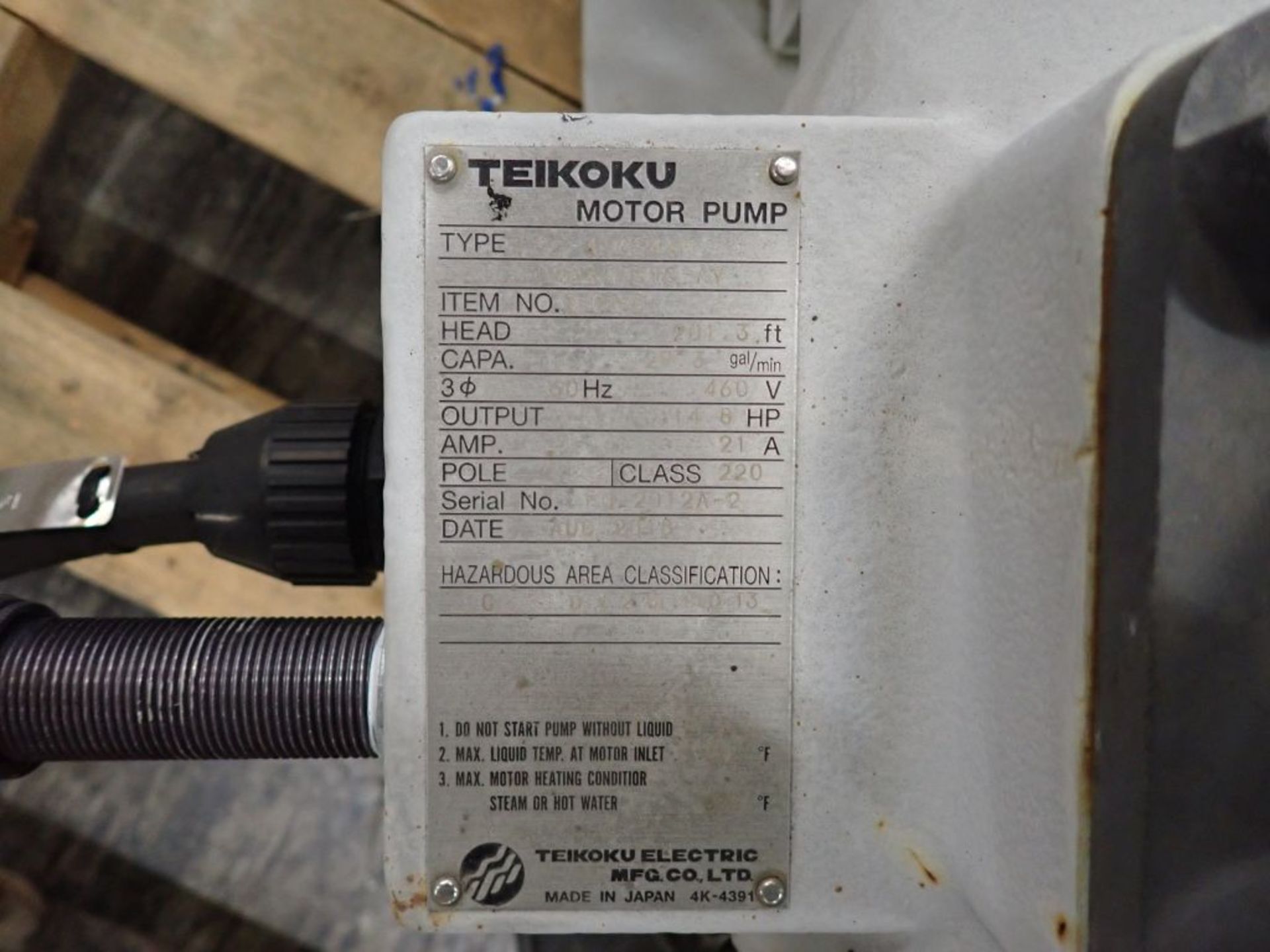 Teikoku Pump | (1) Teikoku 14.8 HP Motor Pump Type: F92-416S4XN, 14.8 HP, 460V, Class-220, 3PH; ( - Image 13 of 13