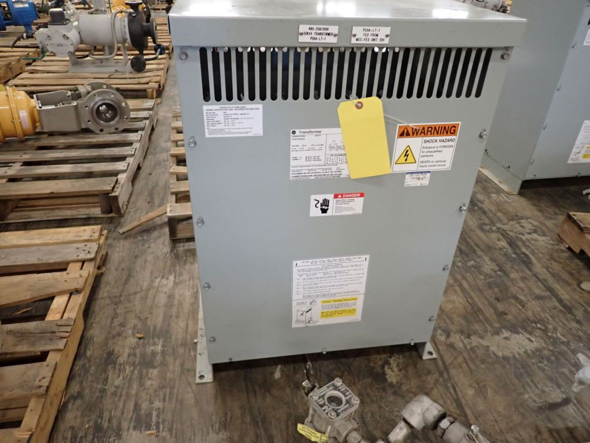 GE Transformer | Cat No. 9T10C1002G61; 30 KVA; 480V Primary Voltage; 208/120V Secondary Voltage;