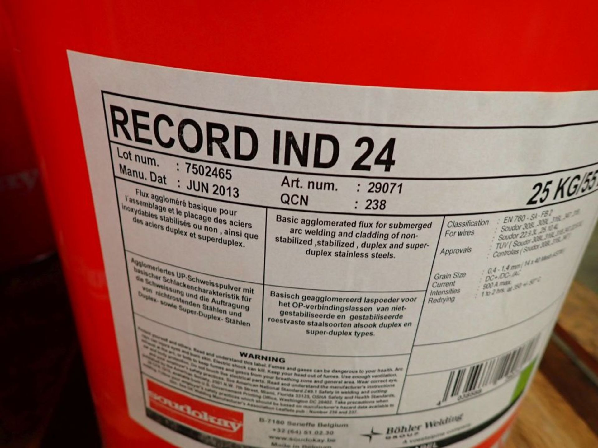 Lot of (6) Soudokay Record Ind-24 Welding Flux - Image 5 of 5