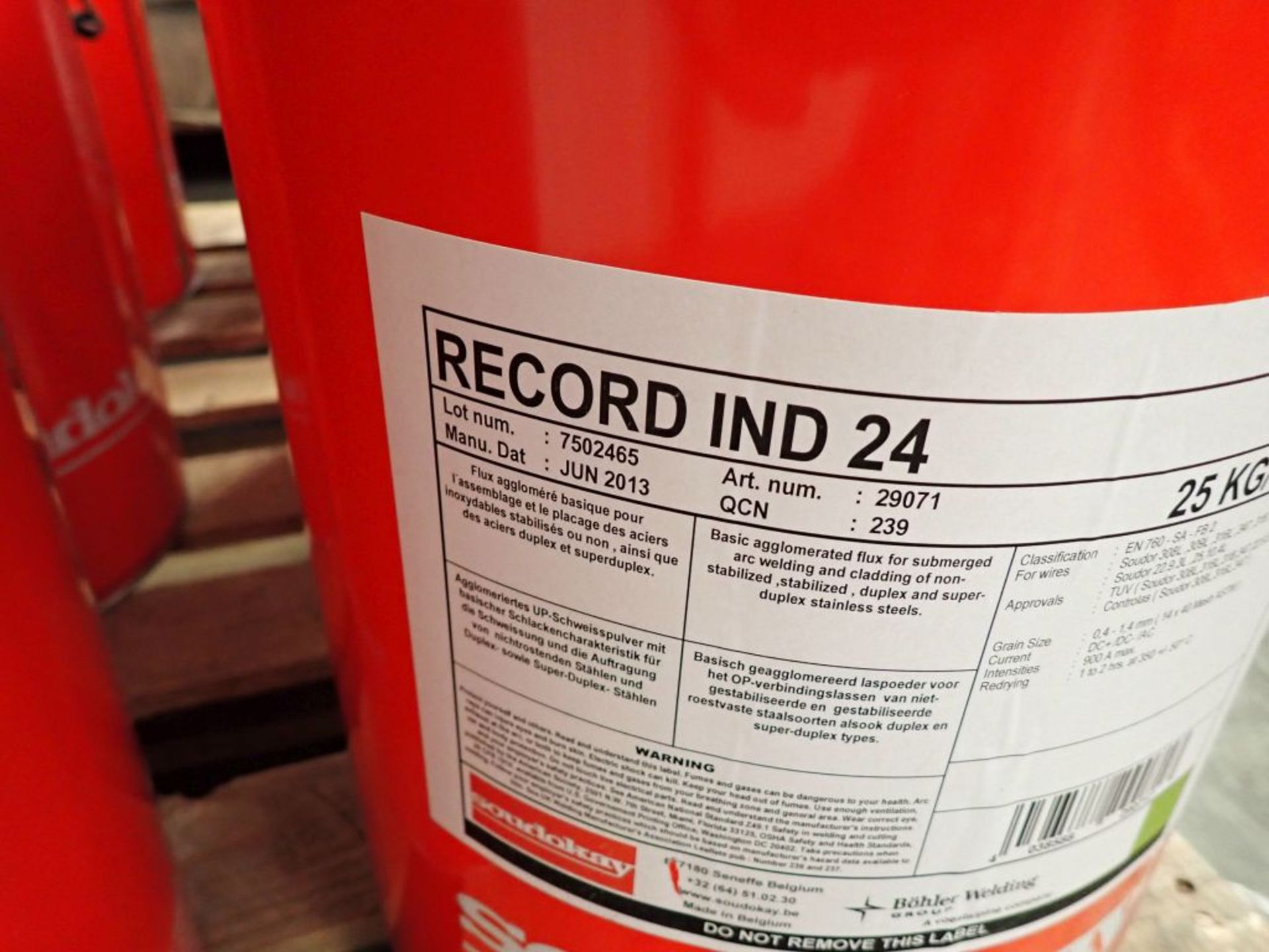 Lot of (6) Soudokay Record Ind-24 Welding Flux - Image 5 of 5