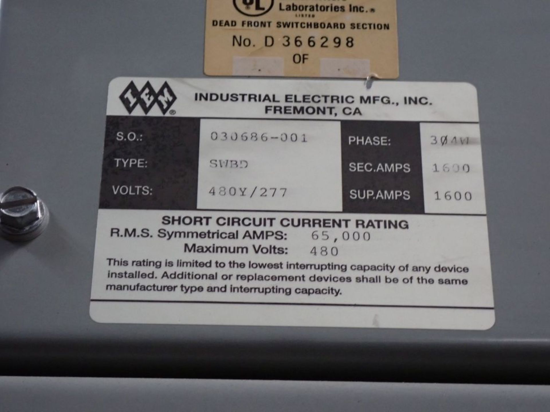 Industrial Electric Switchgear - Image 4 of 18