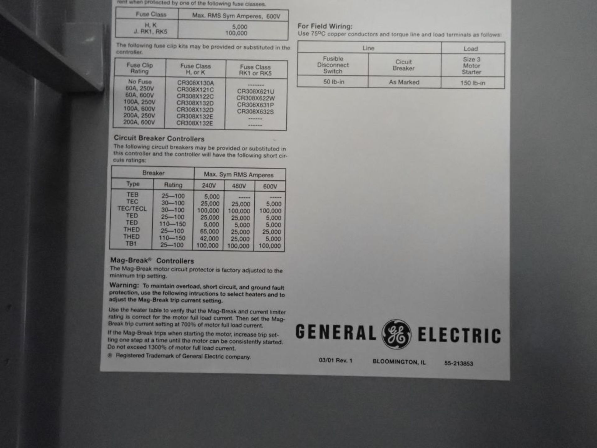 GE 300 Line Control/Combination Motor Controller - Image 6 of 7
