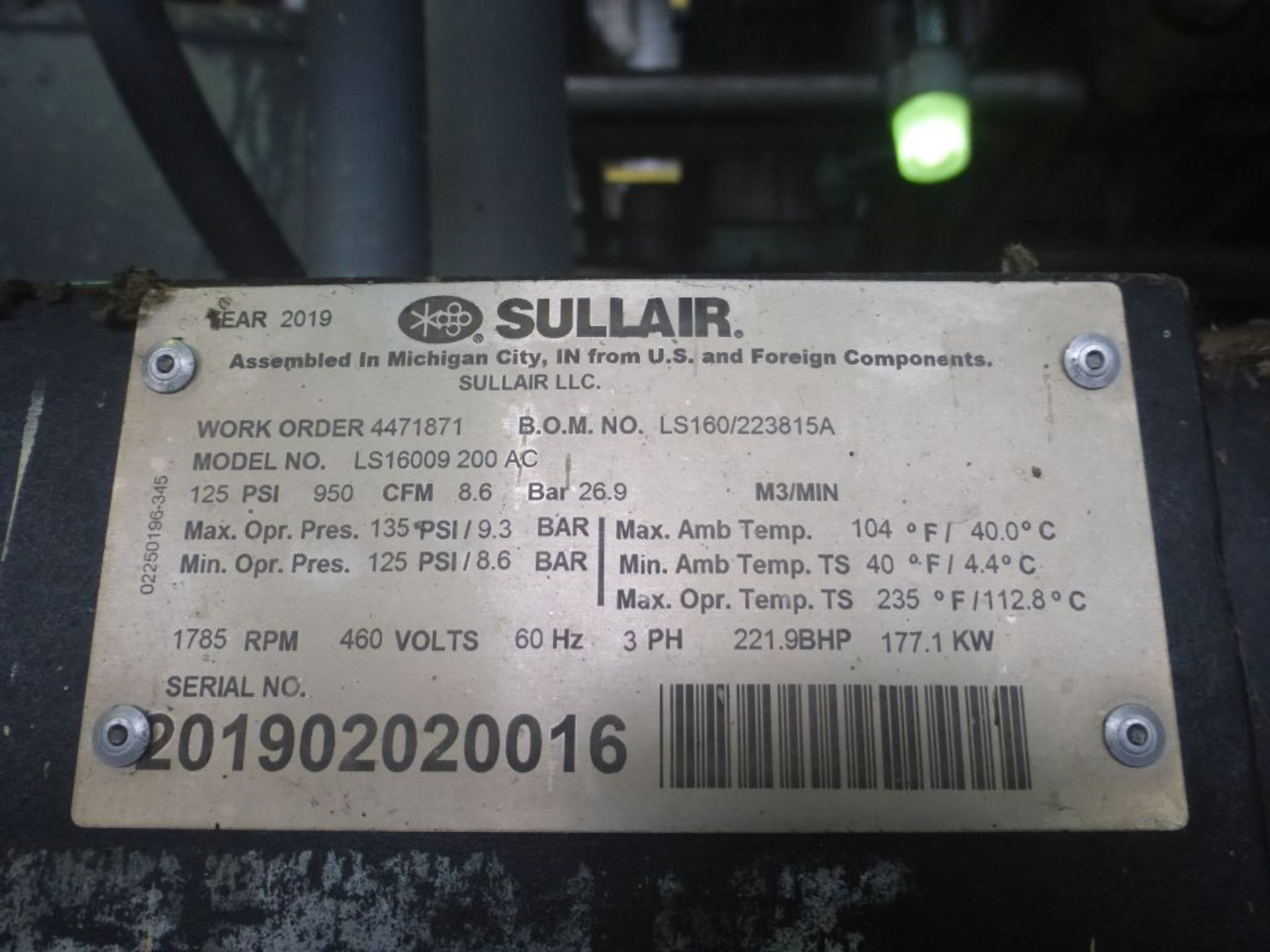 2019 Sullair Air Compressor - Image 7 of 7