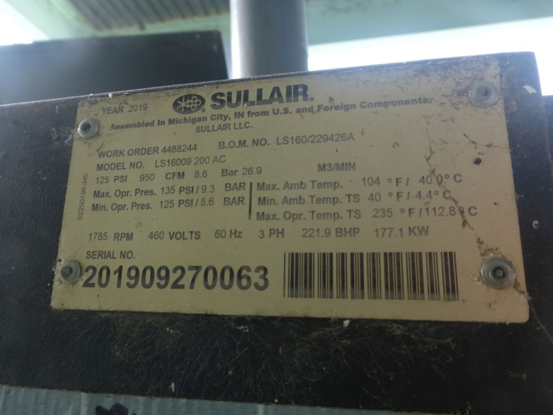 2019 Sullair Air Compressor - Image 11 of 13