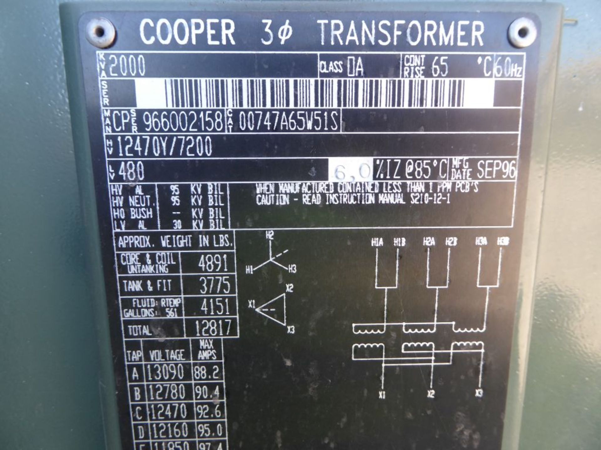 Cooper 2000 KVA Padmount Transformer - Image 9 of 13