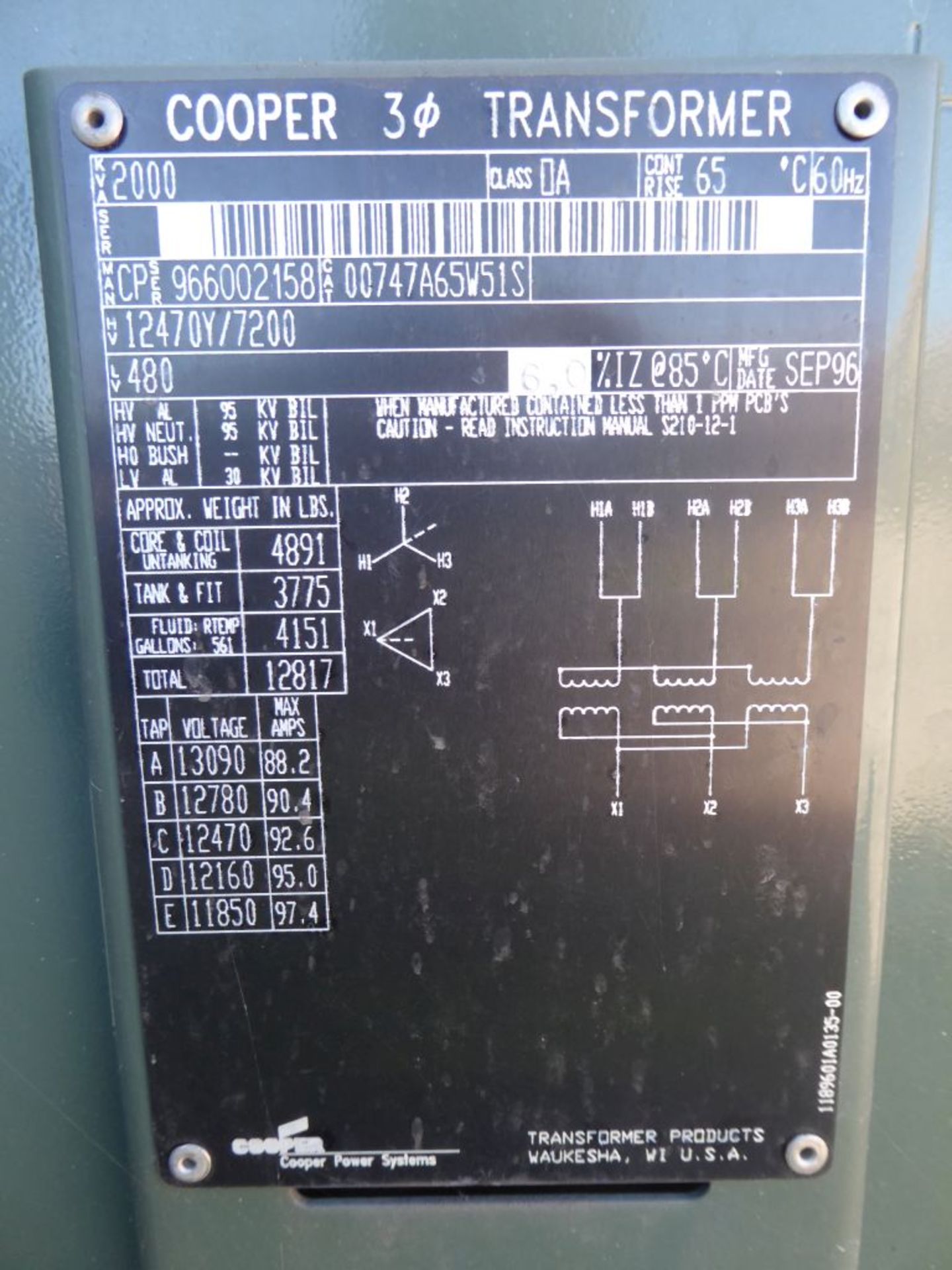 Cooper 2000 KVA Padmount Transformer - Image 8 of 13