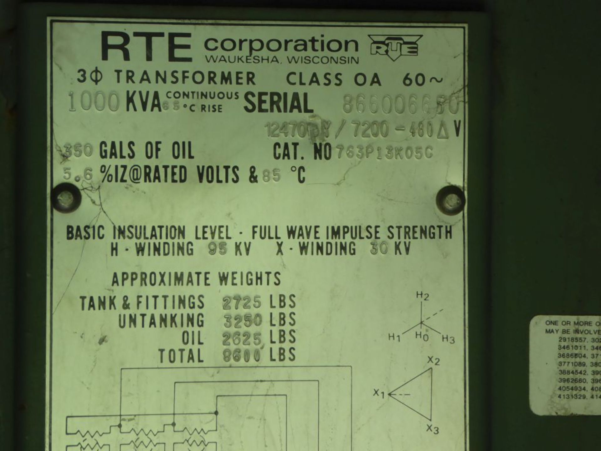 RTE 1000 KVA Padmount Transformer - Image 7 of 10