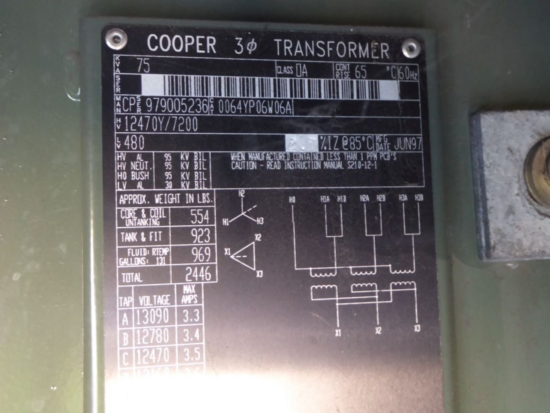 Cooper 75 KVA Padmount Transformer - Image 9 of 11