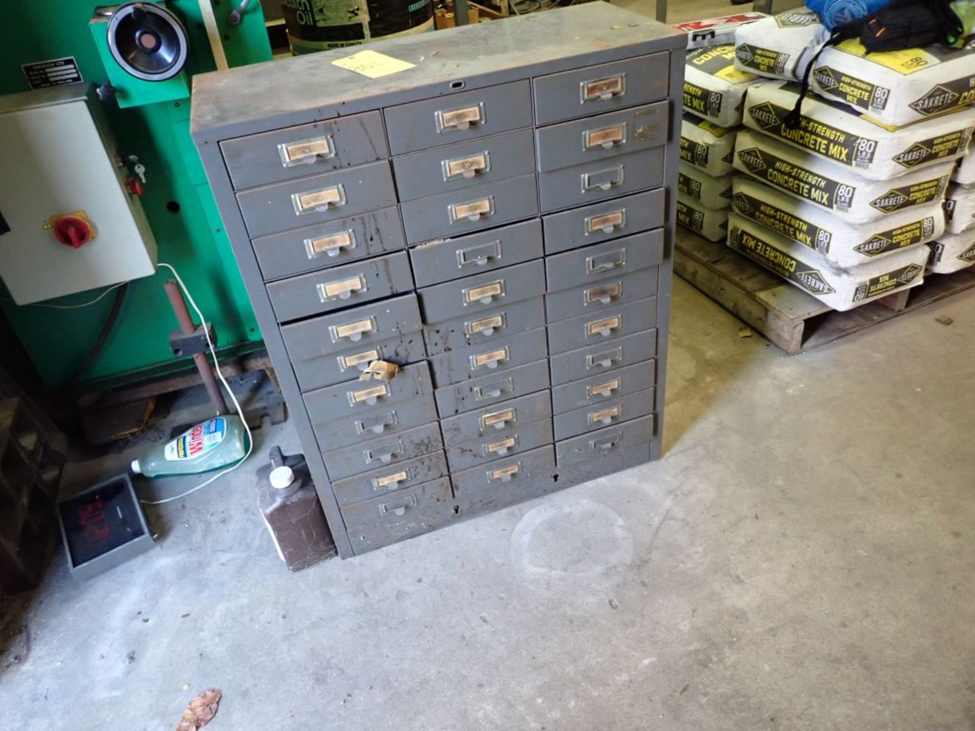 30-Drawer Storage Cabinet w/Contents