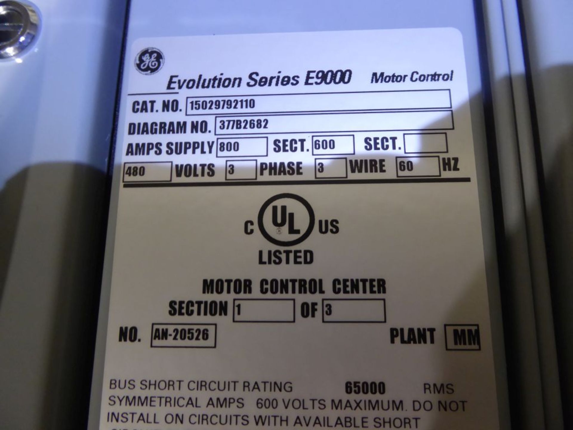 GE Evolution Series 9000 MCC Unit 3-Verticals - Image 3 of 37