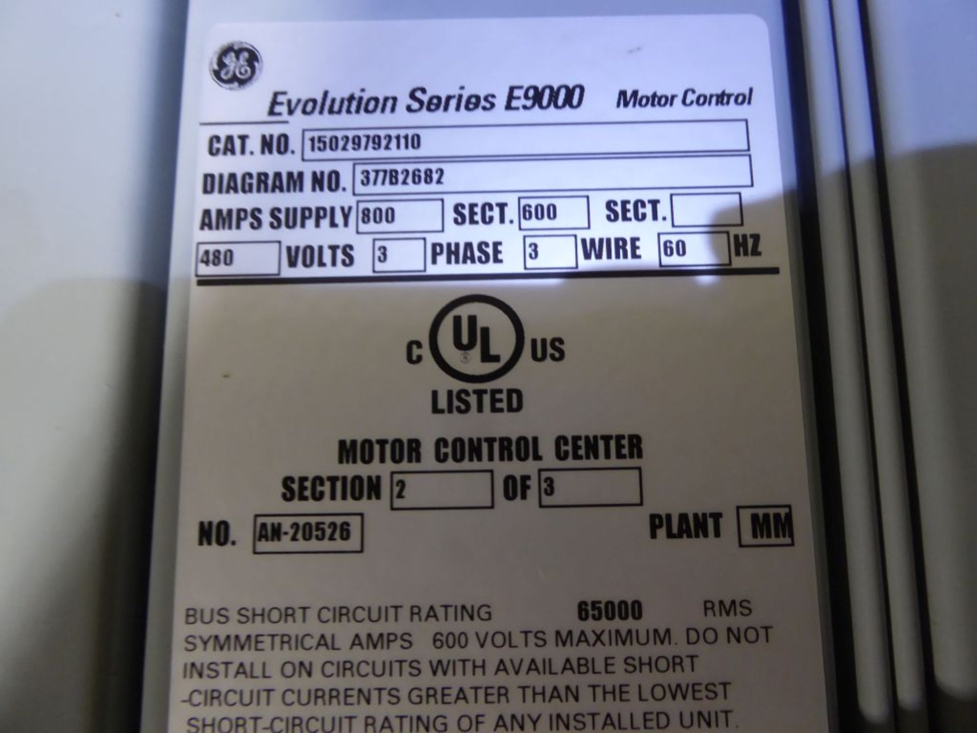 GE Evolution Series 9000 MCC Unit 3-Verticals - Image 4 of 37