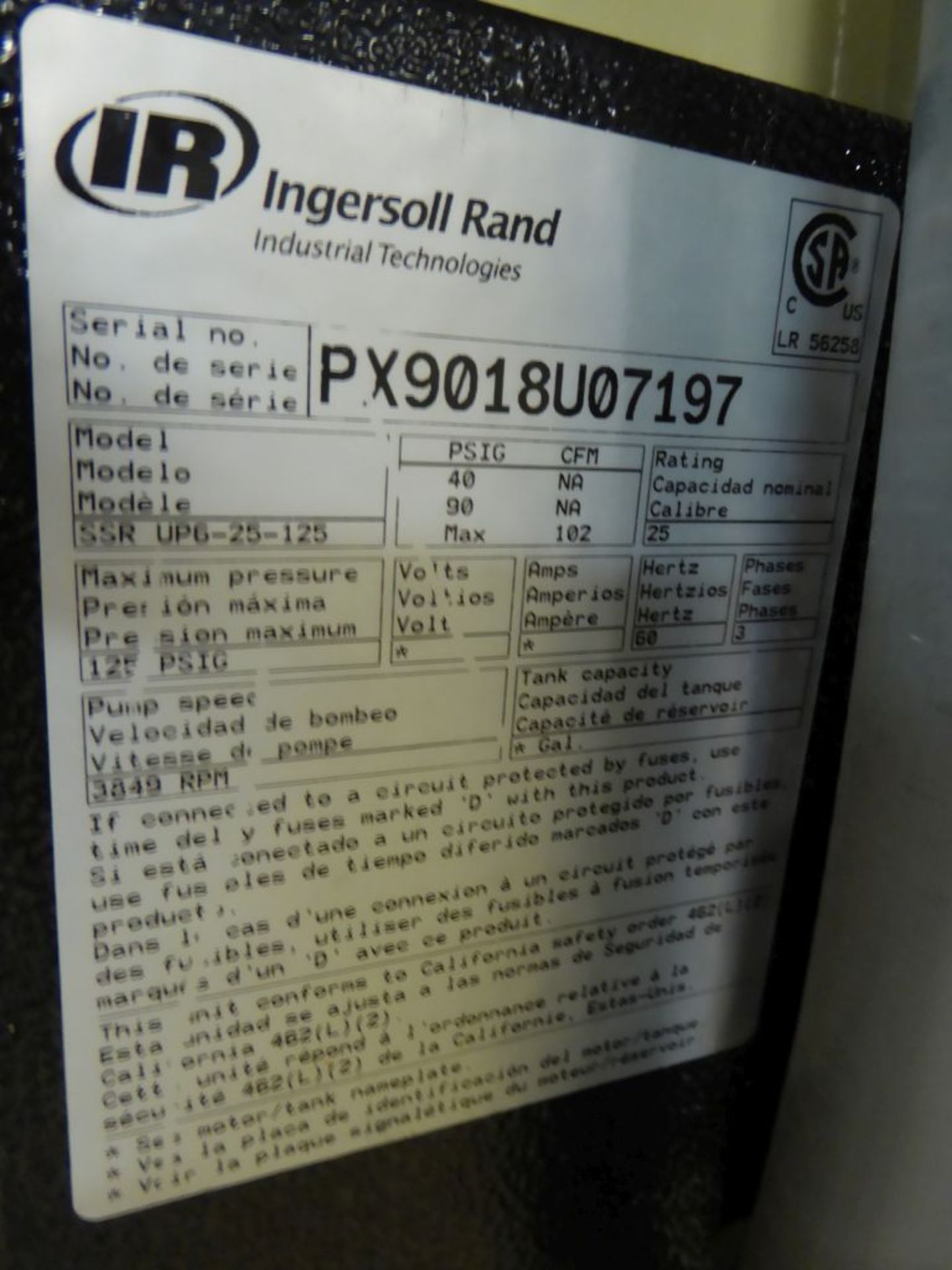 Ingersoll Rand Air Compressor - Image 4 of 6