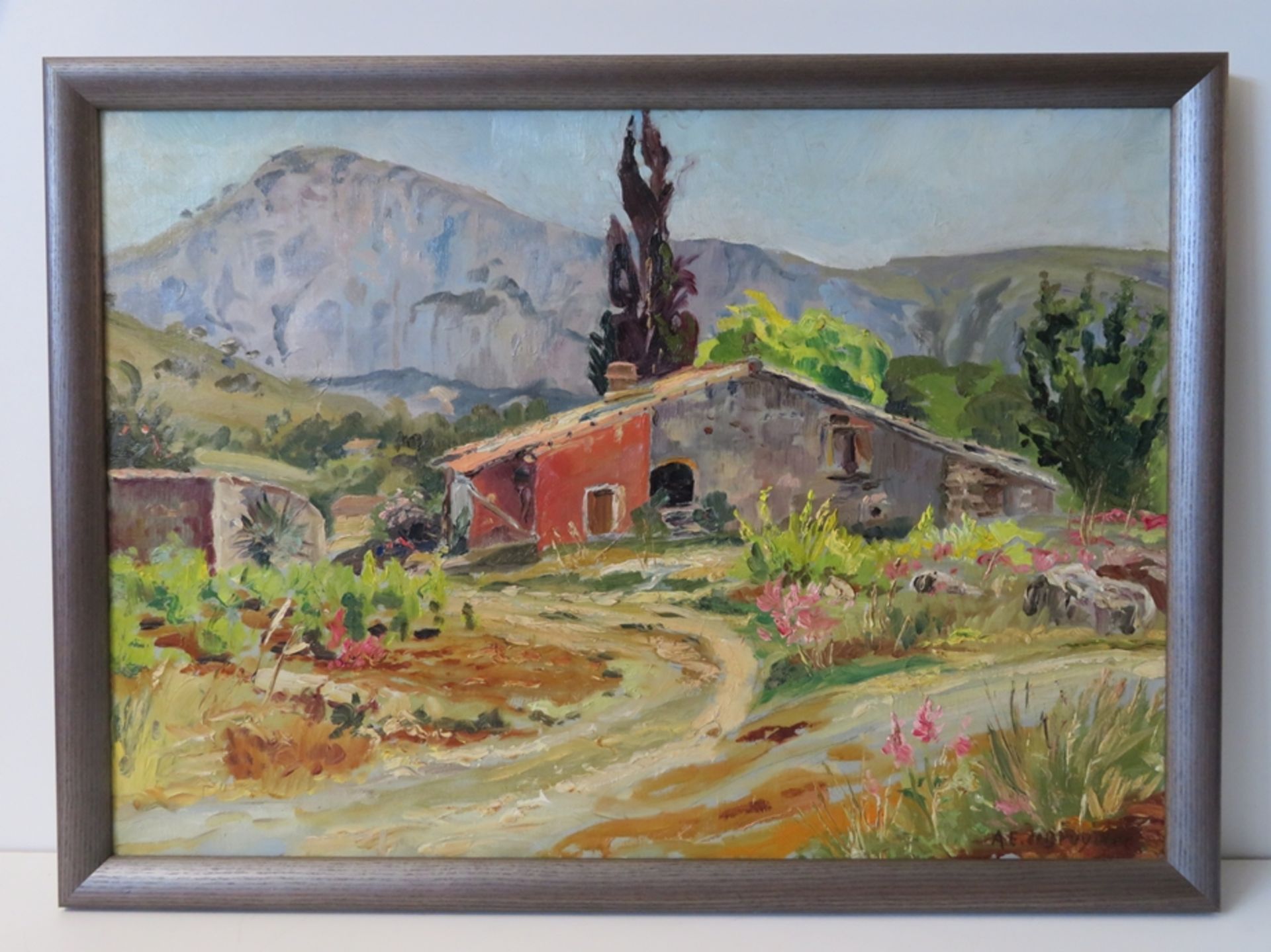 Bruycker, A.E. de, "Gehöft in der Provence", re.u.sign., Öl/Leinwand, 50 x 70 cm, R. [54 x 75 cm] - Bild 2 aus 3