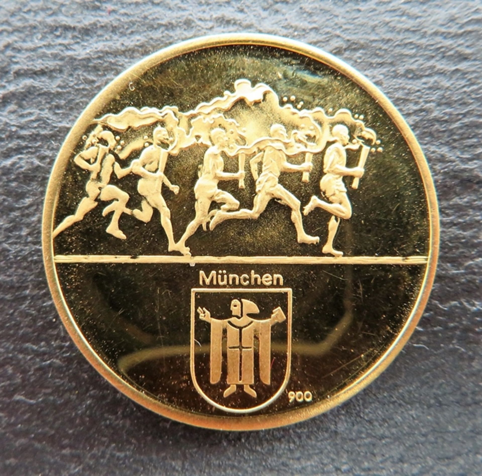 Goldmedaille, Spiele der XX. Olympiade München 1972, Gold 900/1000, gepunzt, 6,99 g, PPminb, d 2,4 