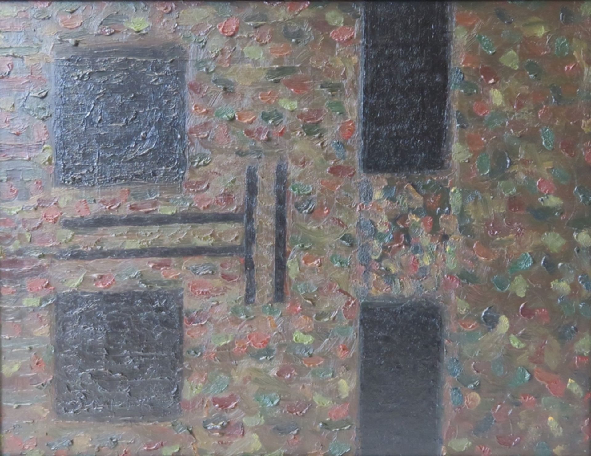 Bouillard, Marcel, bet. "Conversation No. 1", verso sign.u. Nimes 77, Öl/Malerpappe, 47 x 61 cm, R.