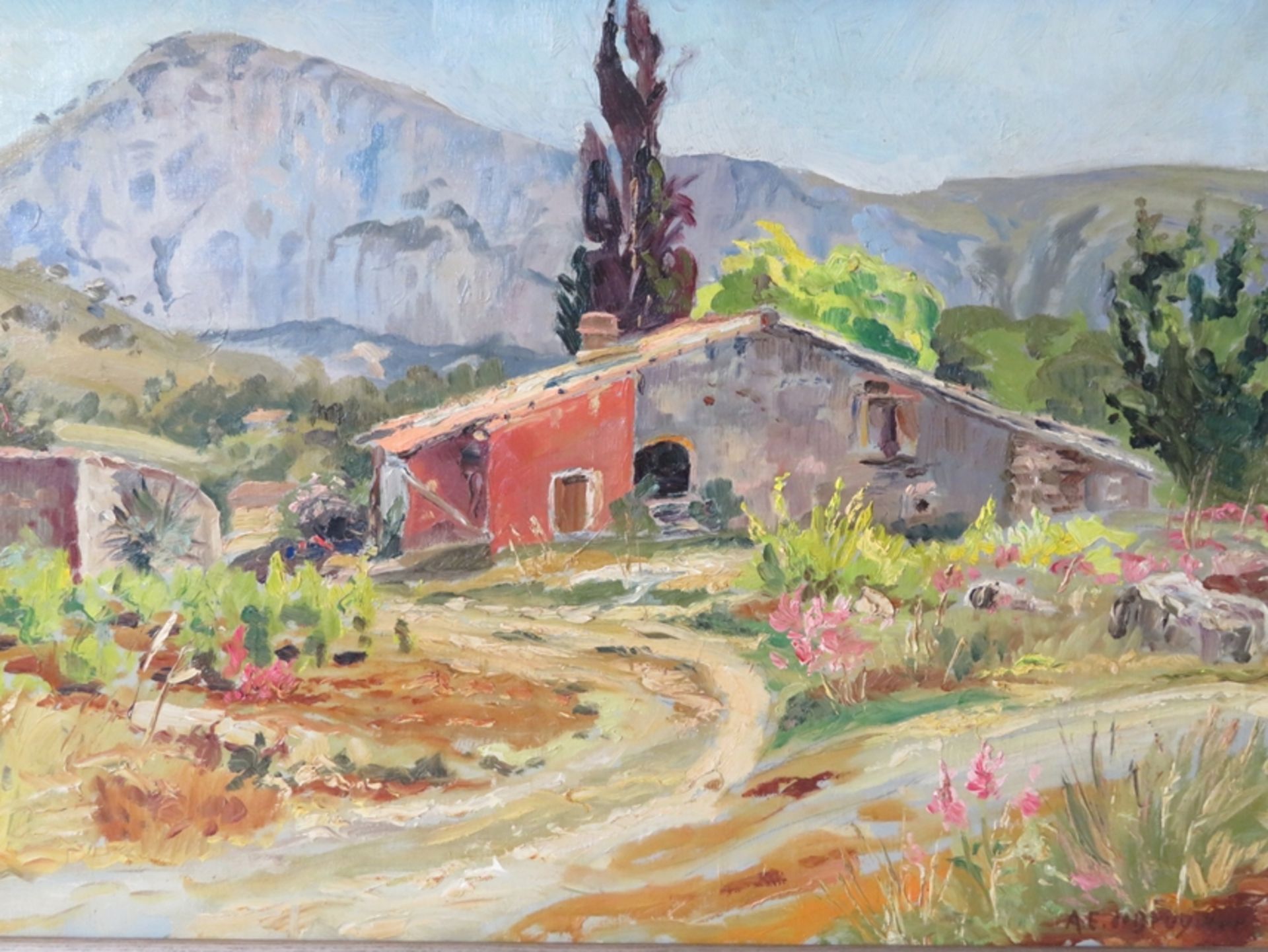 Bruycker, A.E. de, "Gehöft in der Provence", re.u.sign., Öl/Leinwand, 50 x 70 cm, R. [54 x 75 cm]