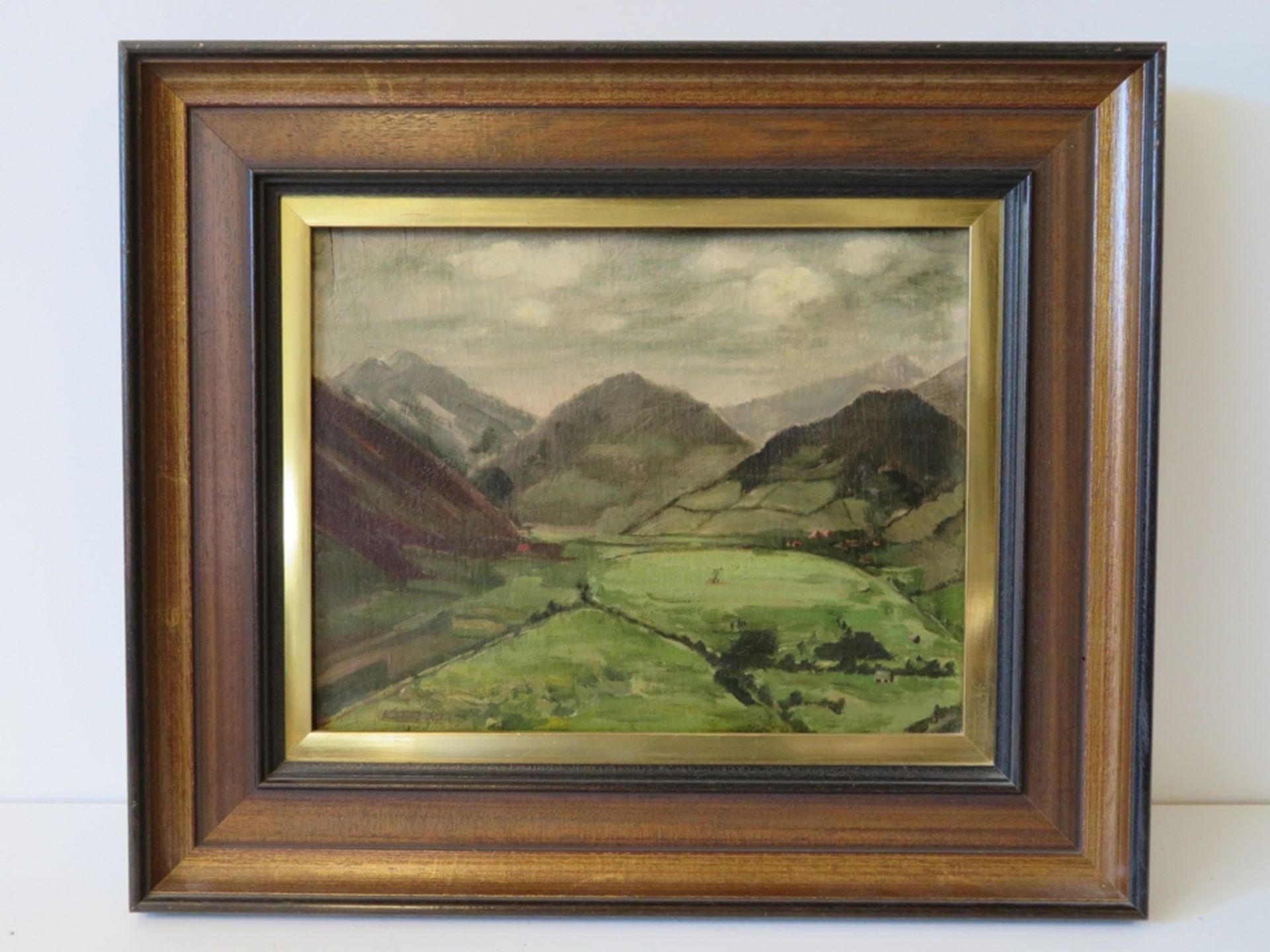 Karner, Süddeutsch, "Bergige Landschaft", li.u.sign., Öl/Holz, 25,5 x 32,5 cm, R. [39 x 45 cm] - Bild 2 aus 3
