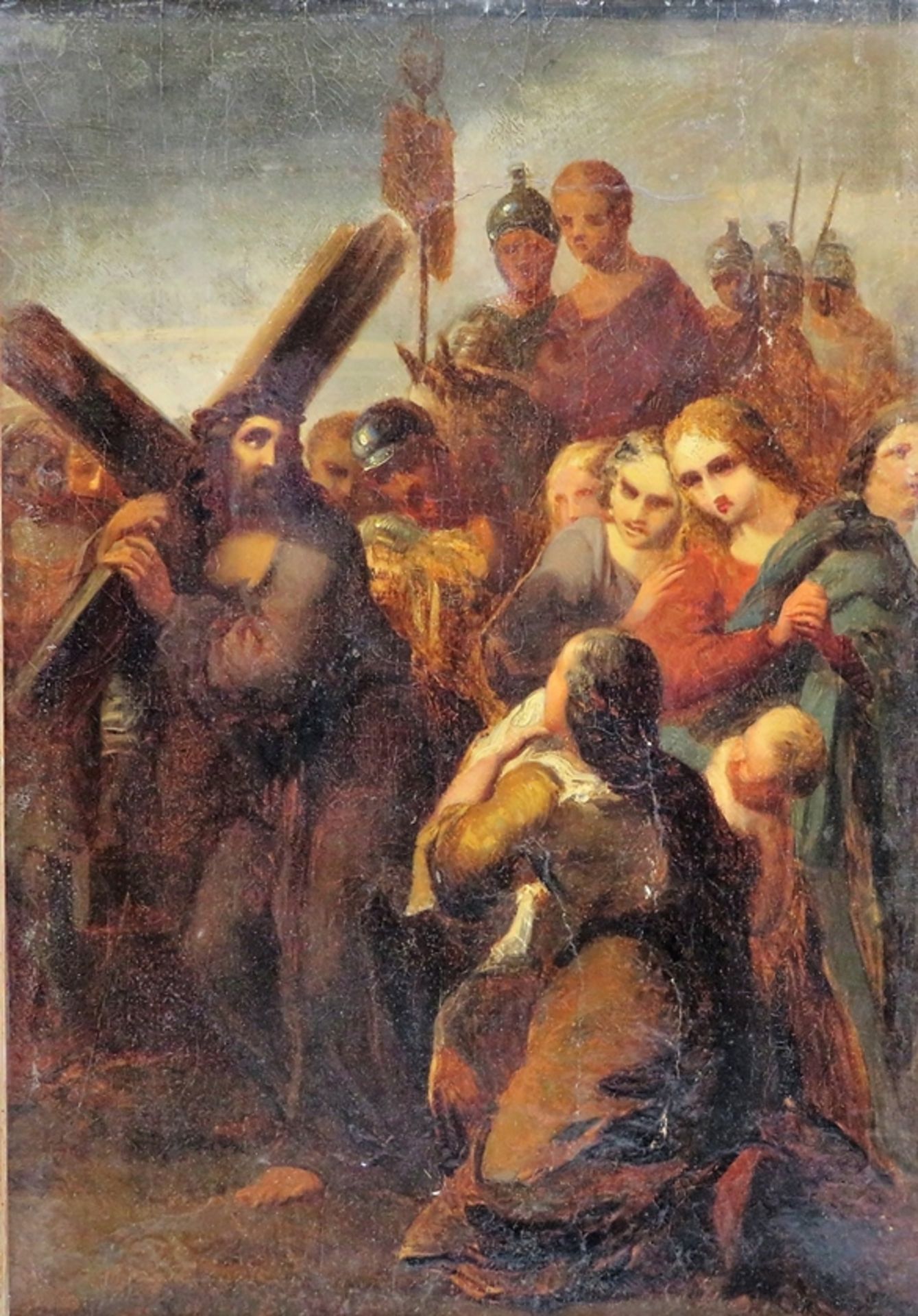 18. Jahrhundert, "Kreuzweg Christi", Öl/Leinwand, doubliert, Restaurationsstellen, 41 x 29 cm, R. [