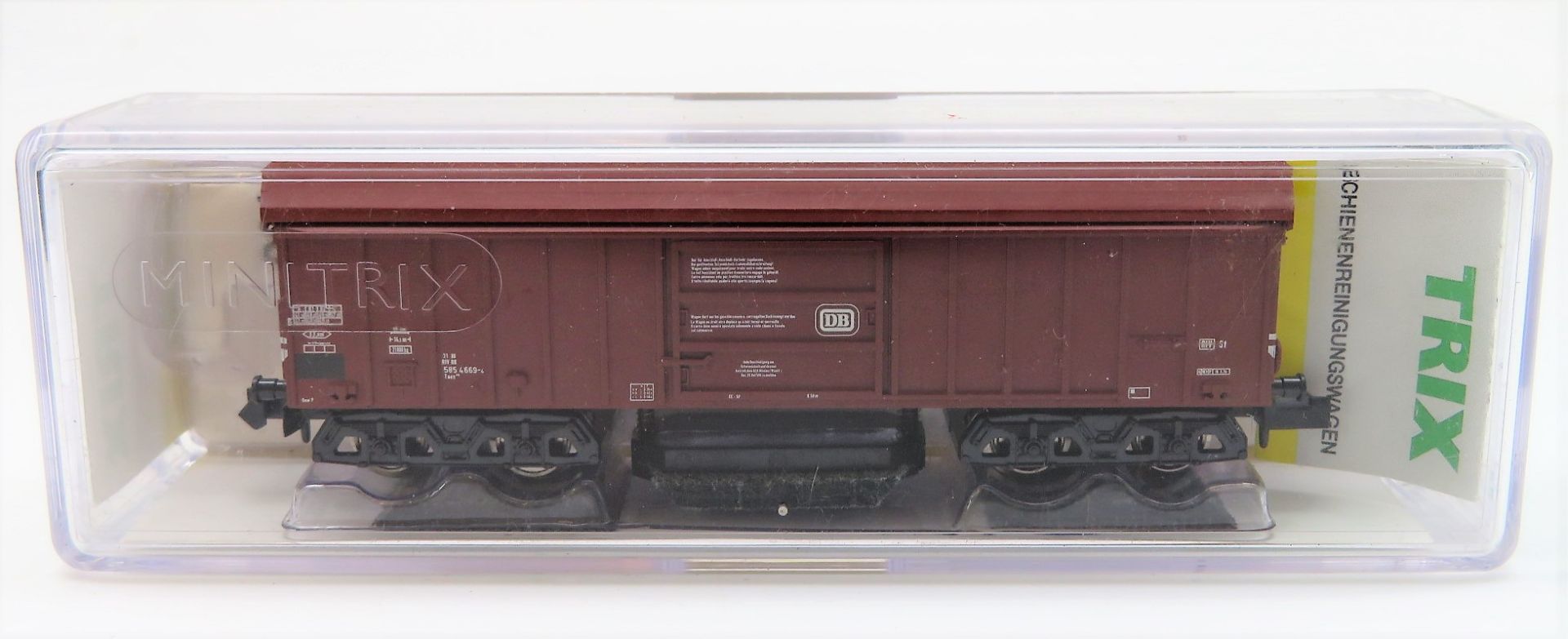 Eisenbahnkomponenten, Schienenreinigungswagen, Trix 15 500, Spur N, neuwertiger Zustand, l 9 cm.