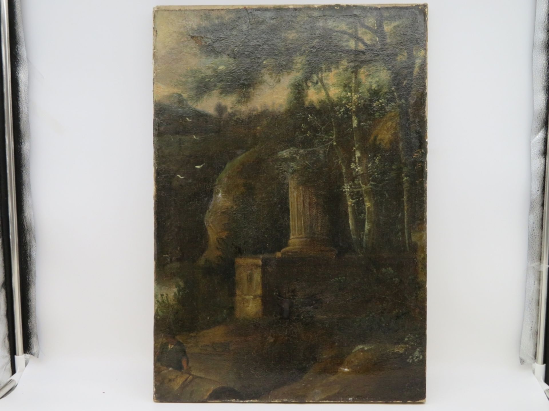 Unbekannt, 18./19. Jahrhundert, "Ruinenansicht", Öl/Leinwand, doubliert, 57 x 40 cm, o.R.