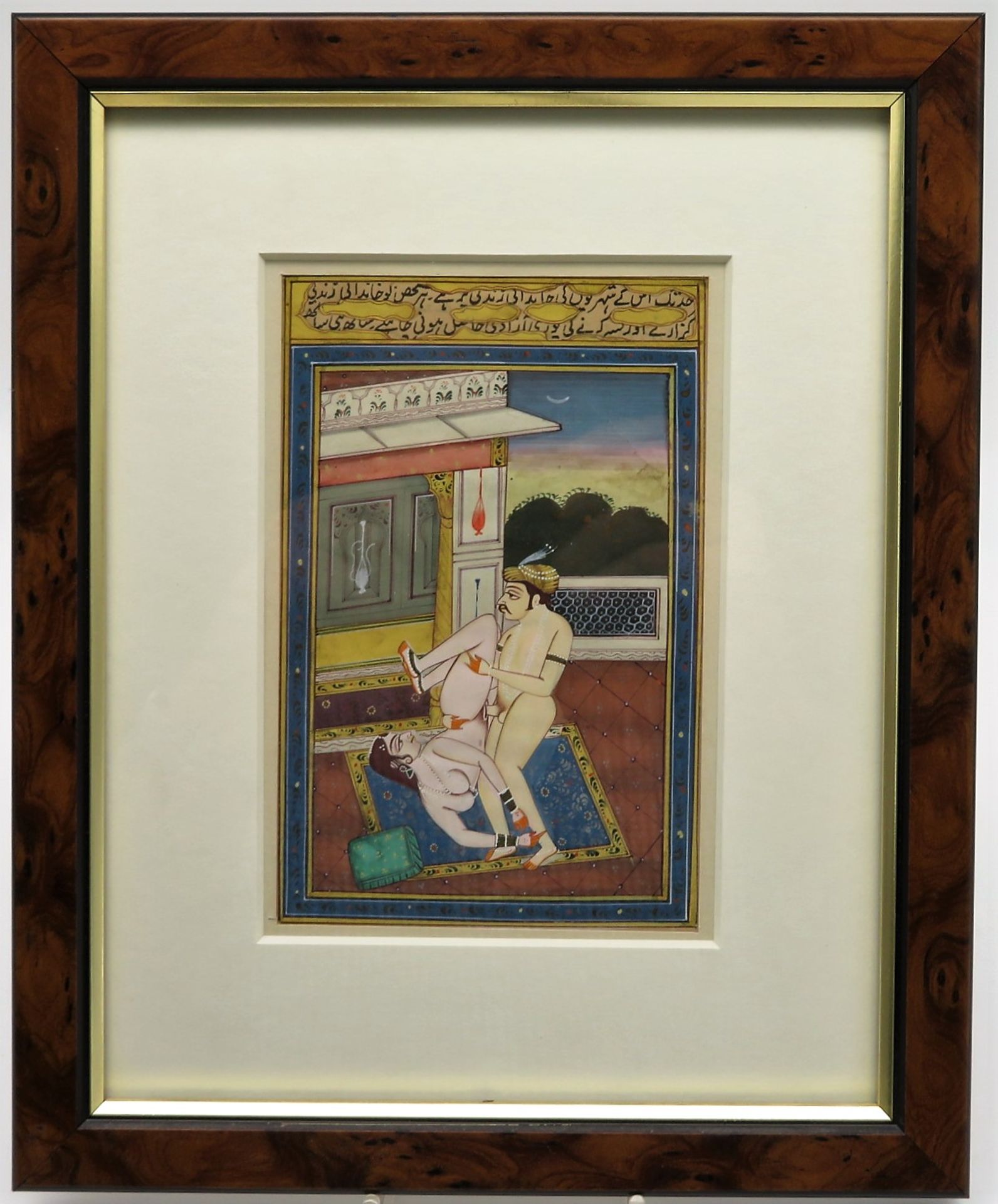 2 erotische Miniaturen, Indien, 19. Jahrhundert, farbige Buchmalerei, 15 x 10 cm, R. [27,5 x 22,5 c - Bild 3 aus 3