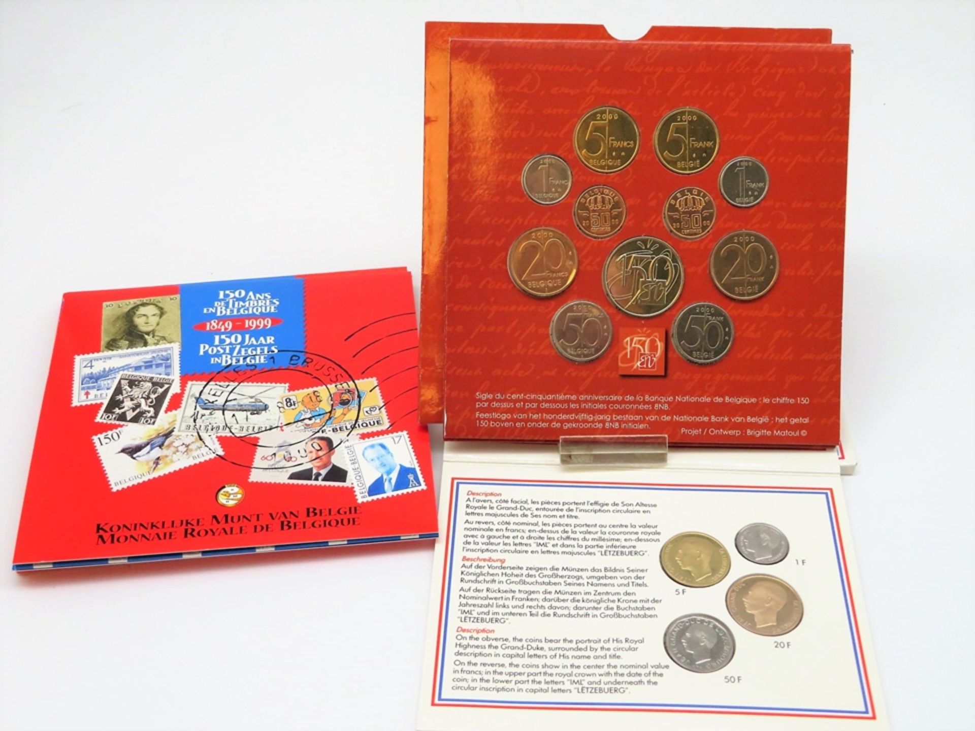 Konvolut von 3 Kursmünzensätzen (KMS), Luxemburg, 1992, 100 Jahre Luxemburger Münzen/Belgien, 1999,
