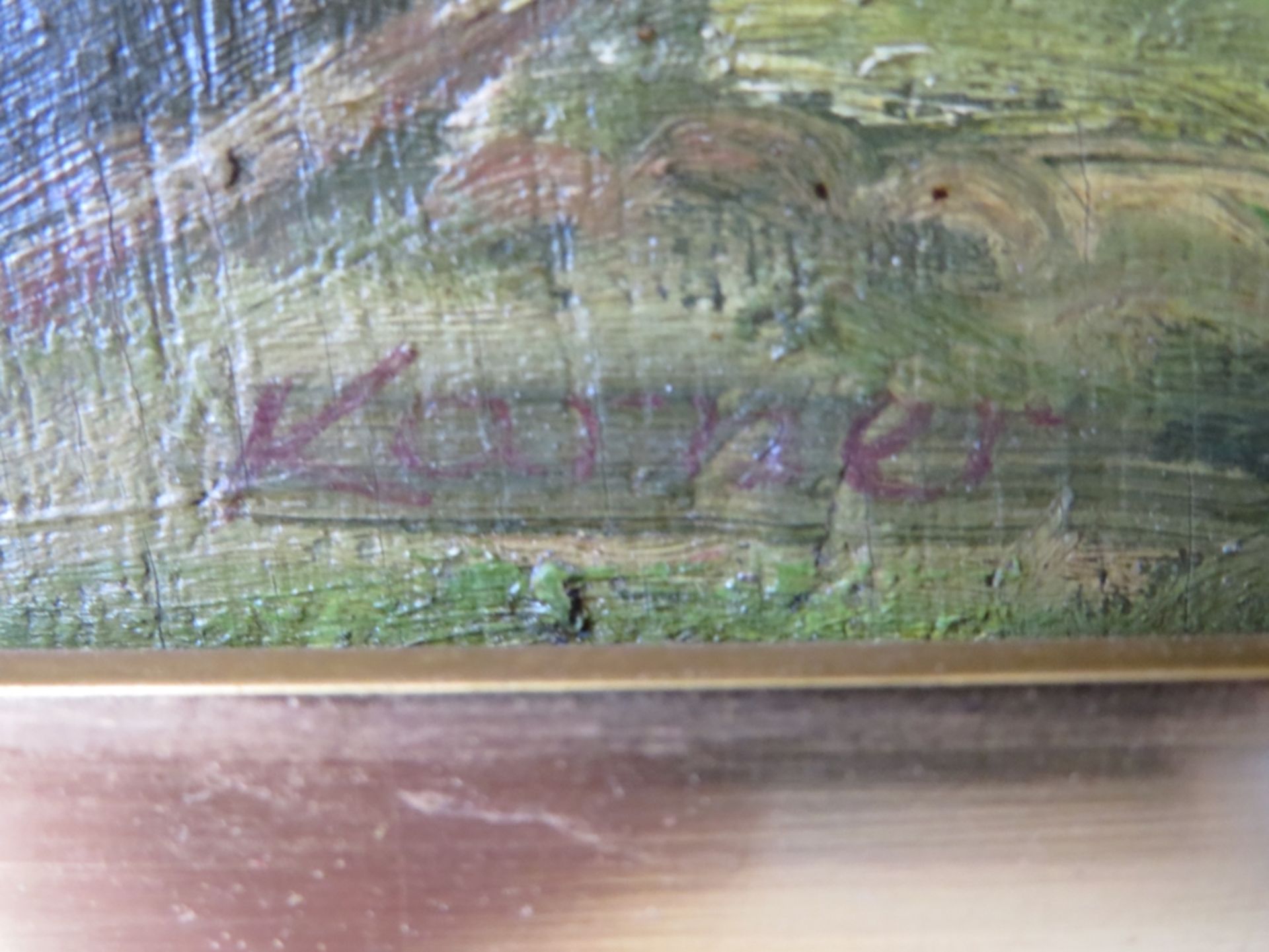 Karner, Süddeutsch, "Bergige Landschaft", li.u.sign., Öl/Holz, 25,5 x 32,5 cm, R. [39 x 45 cm] - Bild 3 aus 3