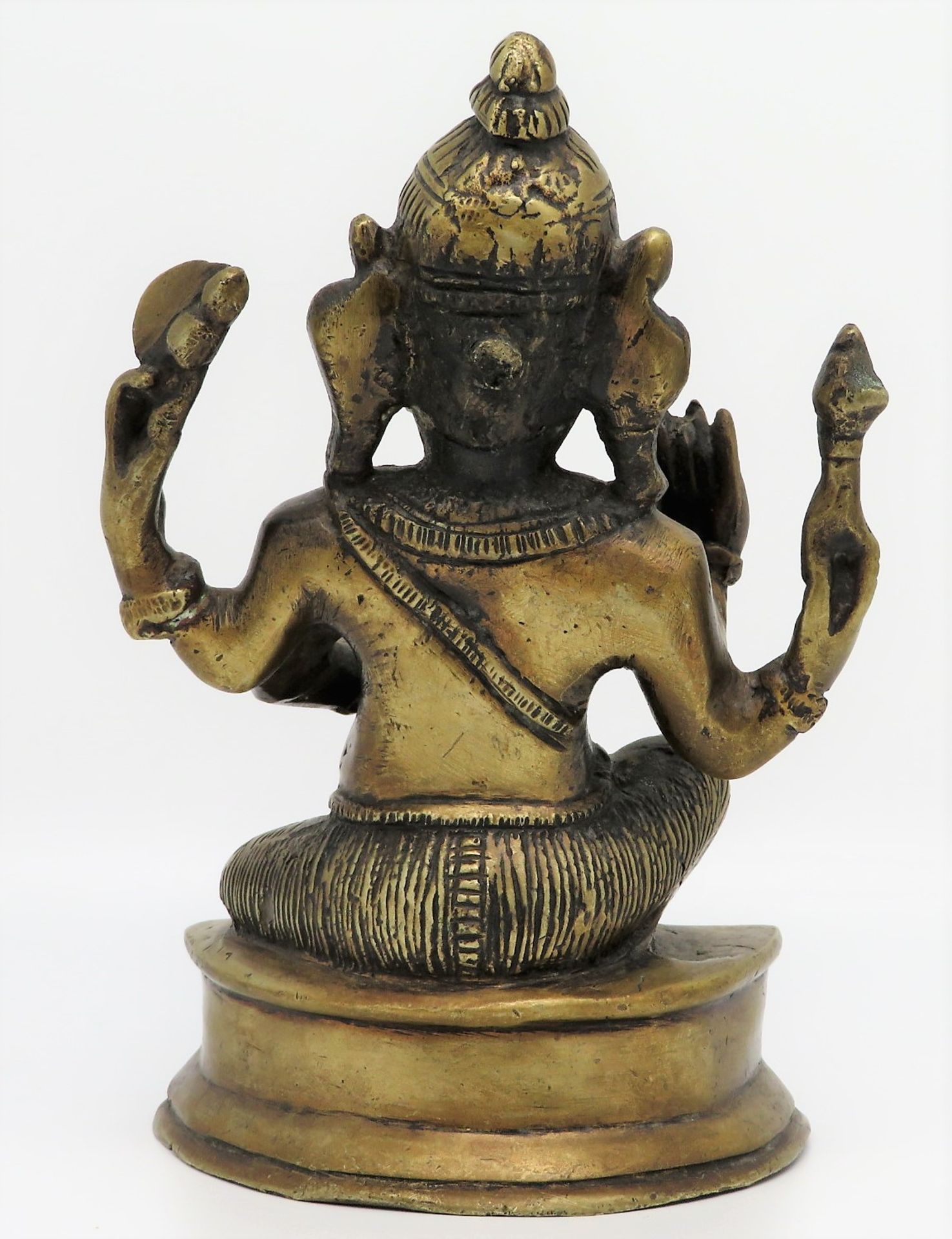 Elefantengott Ganesha, Indien, Bronze, alt, 17 x 12 x 8 cm. - Bild 2 aus 3