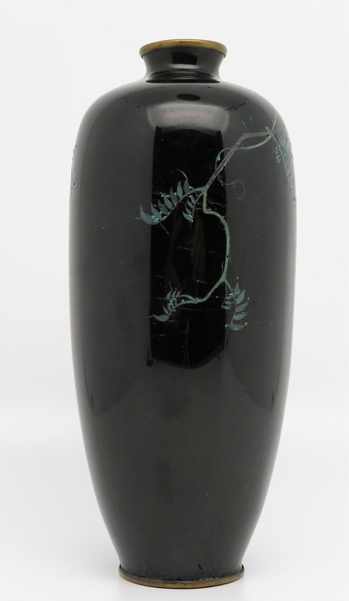 Cloisonné Vase, Japan, Meiji Periode, 1868 - 1912, farbiger Zellenschmelz, Chip und kleine Lackriss - Image 2 of 3
