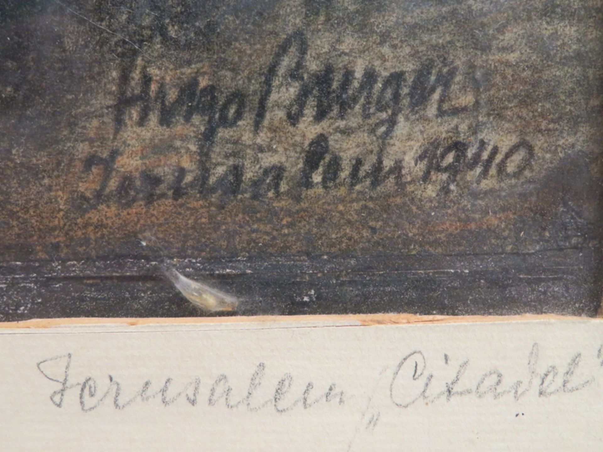 Burger, Hugo, "Zitadelle in Jerusalem", re.u.sign.u.dat. 1940, Kohle und Buntstift, 18 x 30,5 cm, R - Image 2 of 2