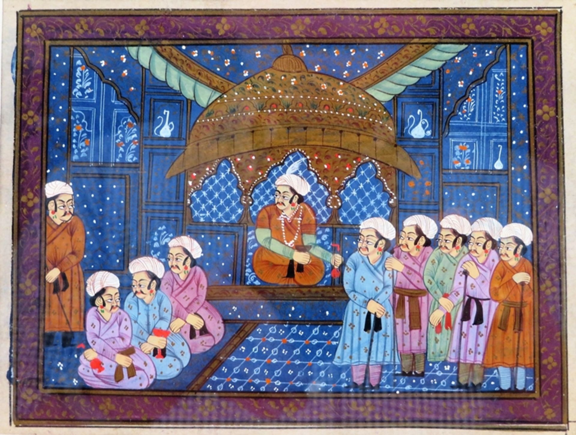 2 Persische Buchmalereien, Herrscherszenen, 13 x 17,5/17 x 13 cm, R. [24,5 x 29 cm] - Image 2 of 2