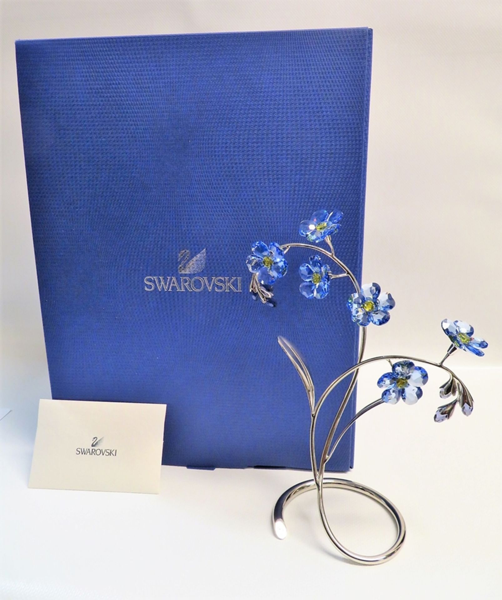 Blütenbaum, Swarovski, blaues Kristallglas geschliffen, verchromtes Gestell, signiert, OVP und Papi - Bild 2 aus 2