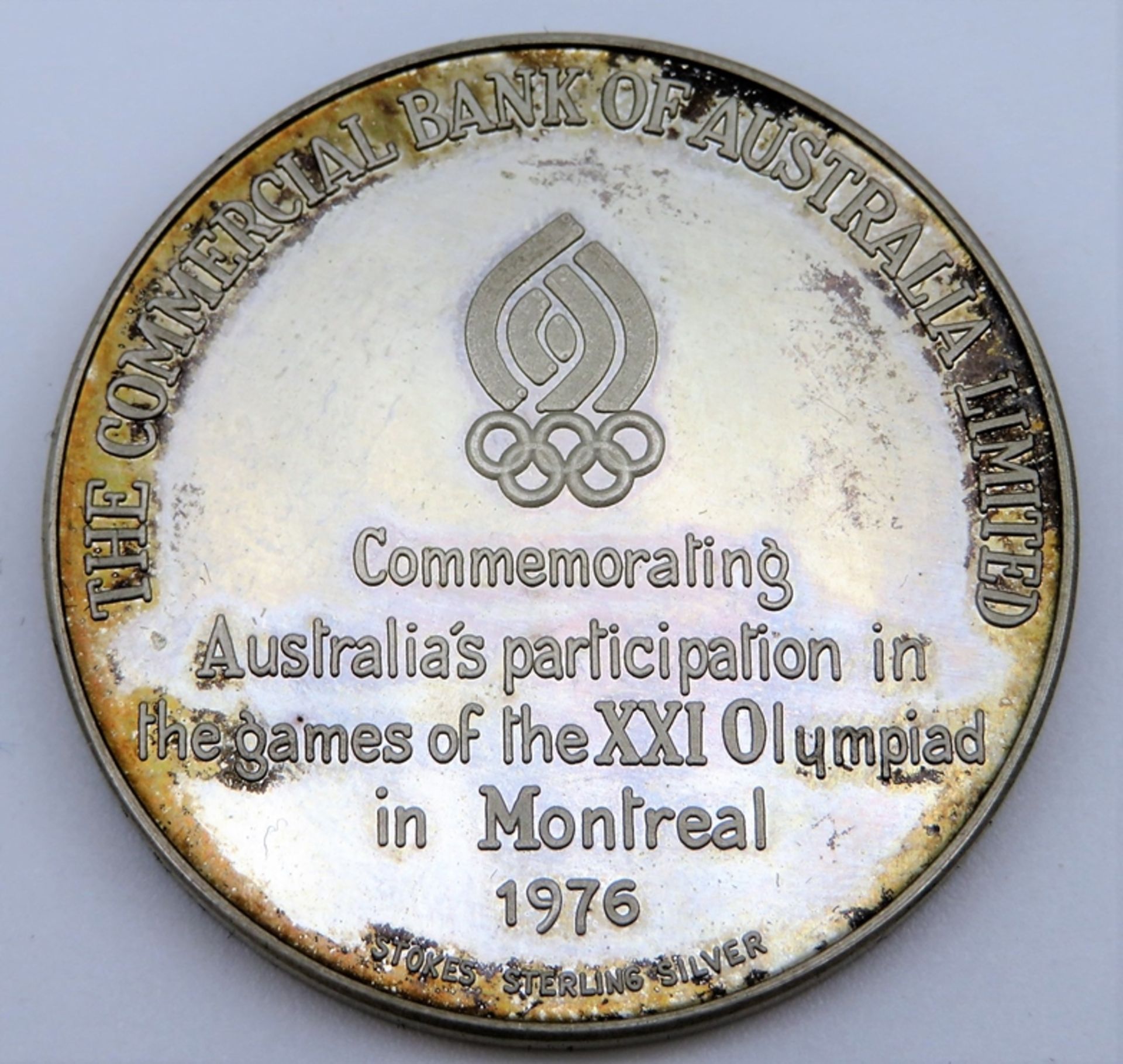 Medaille, Montreal, XXI. Olympiade 1976, Silber 925/000, gepunzt, 30,9 g, d 4 cm. - Image 2 of 2