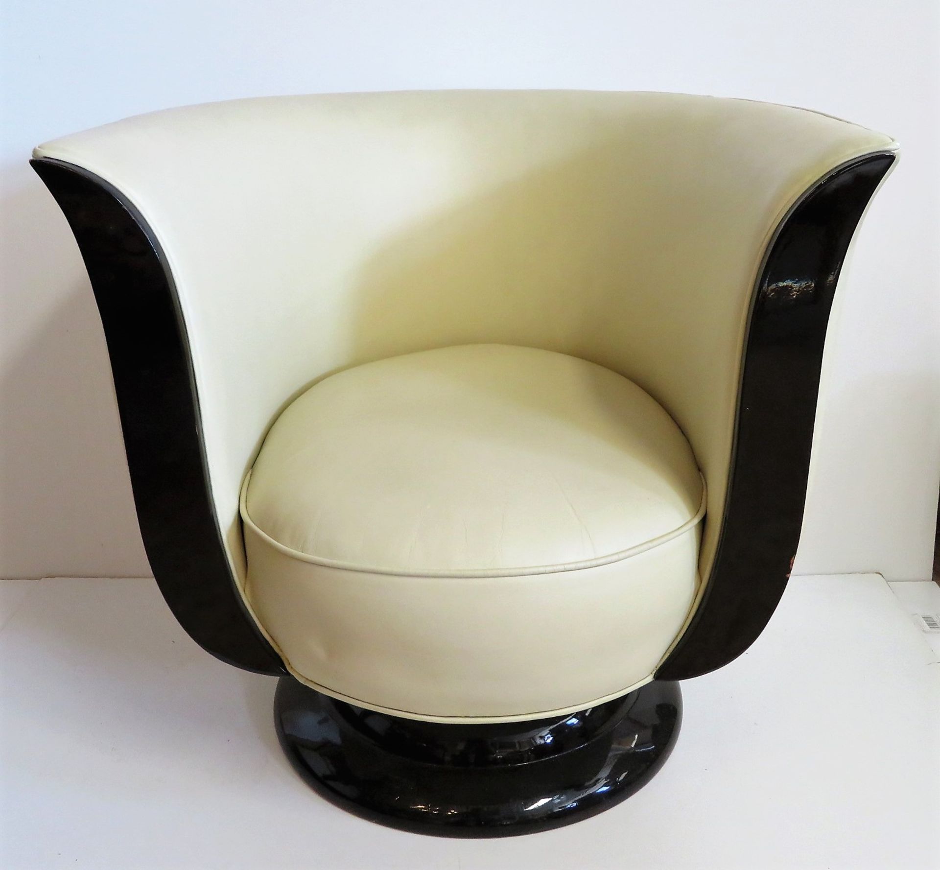 2 Art Déco Tulip Chairs, Hotel Le Malandre, Modell Deposé, 1930er Jahre, Schwarz gelacktes Edelholz - Bild 5 aus 5