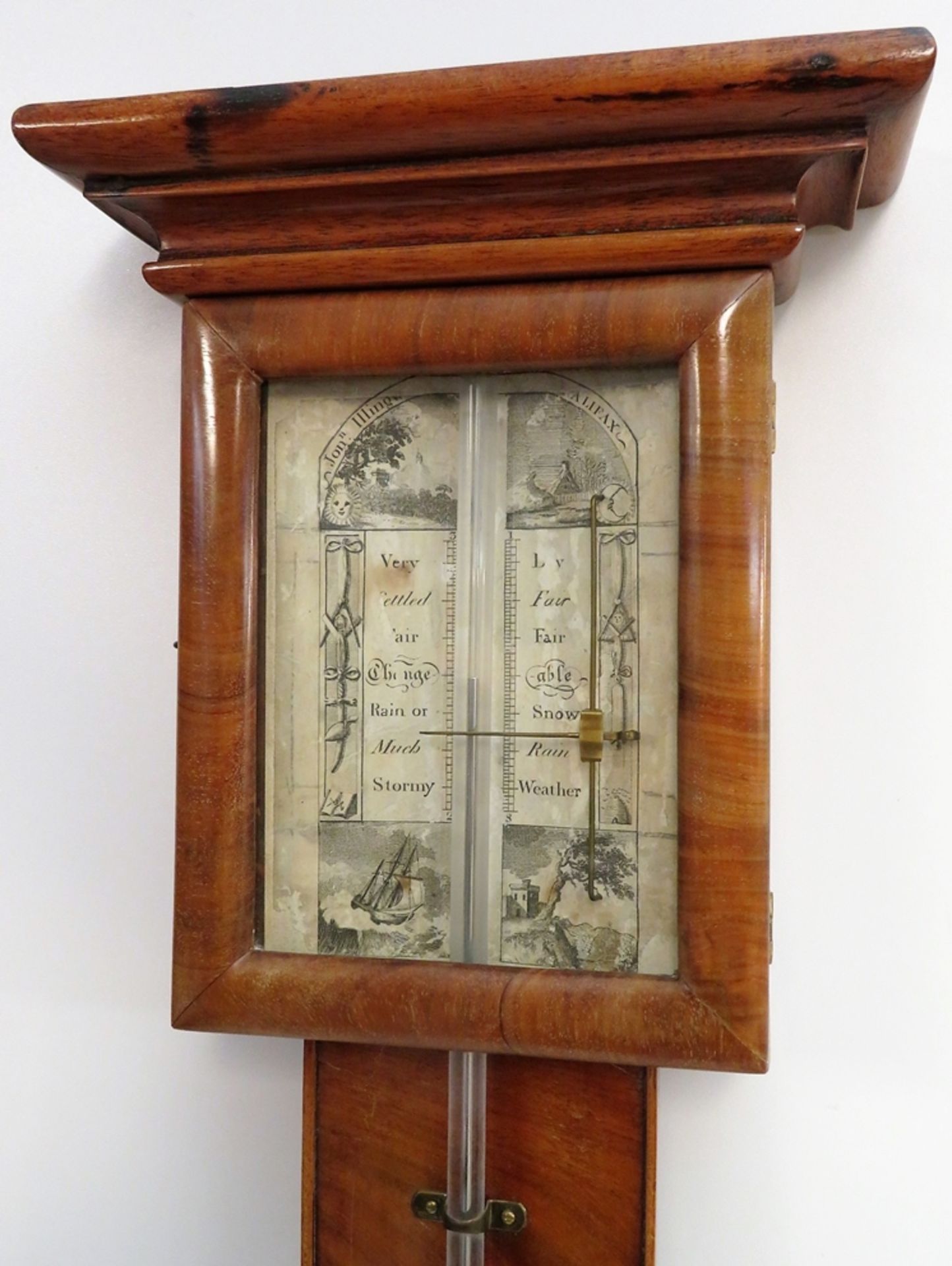 Quecksilber Barometer, John Illingworth, Yorkshire Halifax, 1790 - 1810, Gehäuse Mahagoni, intakt,  - Bild 2 aus 2