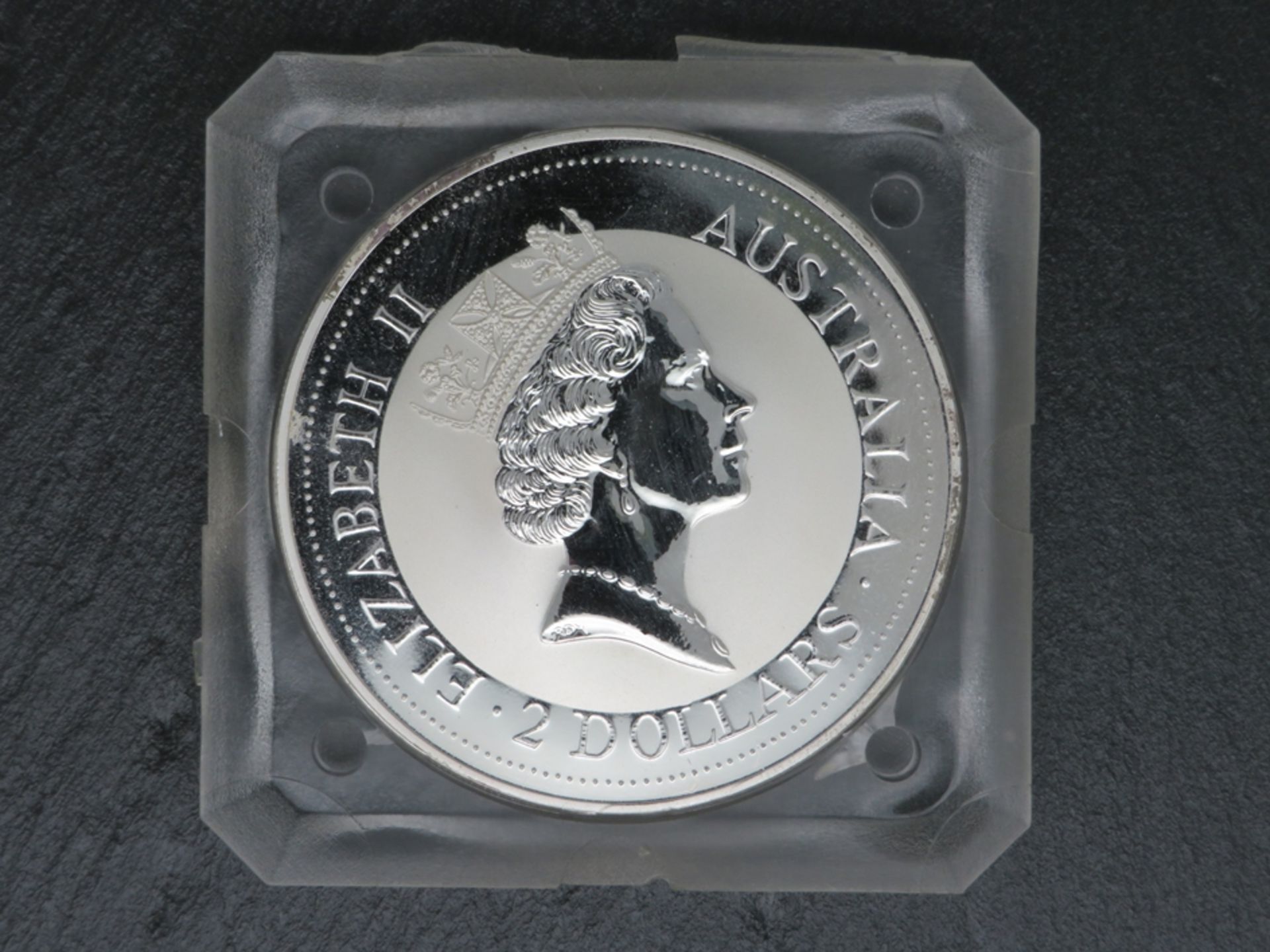 RT16-1 Silbermünze, Australien, Elizabeth II., Kookaburra, 2 Dollars, 1992, 2 OZ, Feinsilber 999,9/