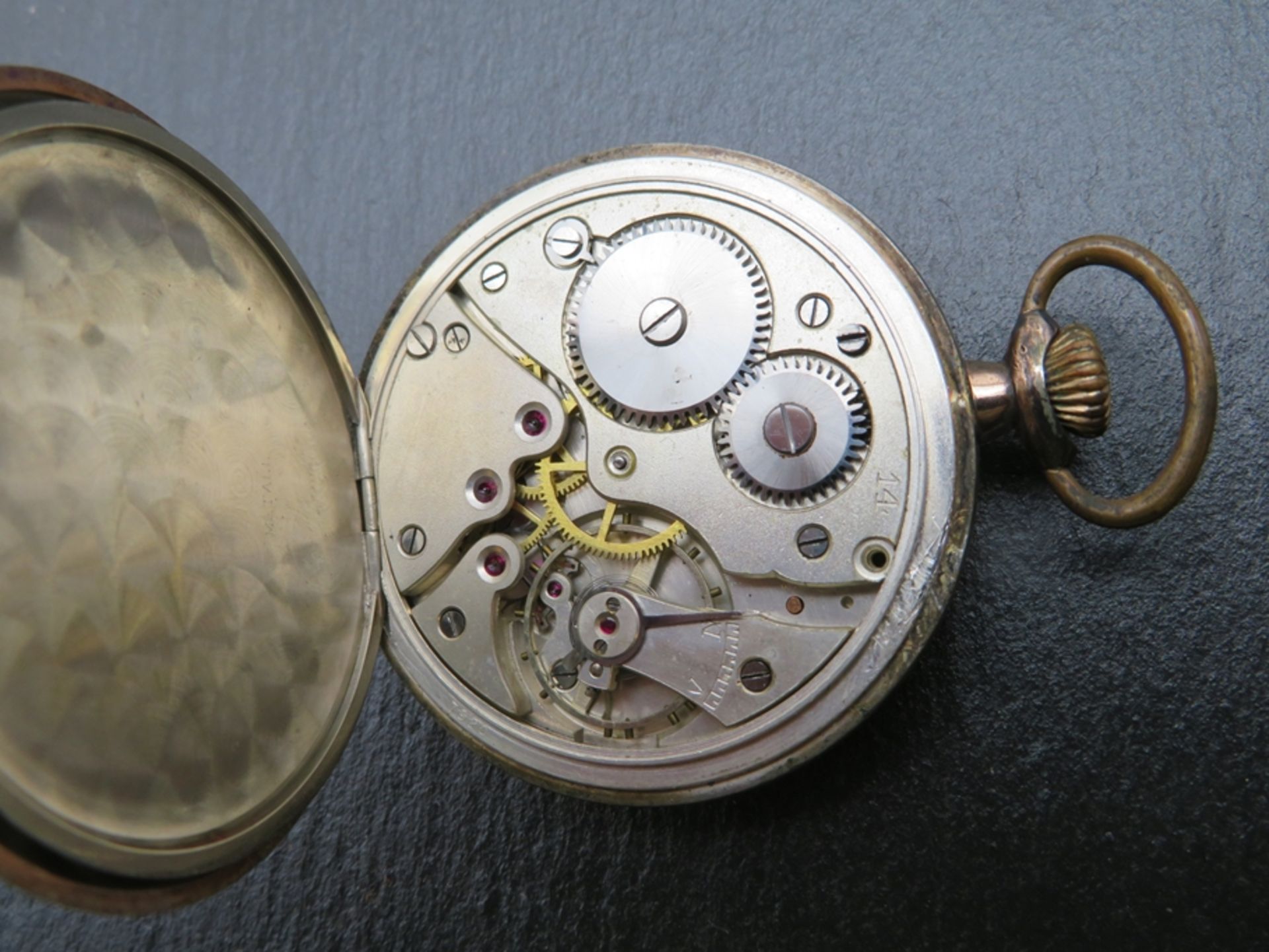 Taschenuhr, Pavor, um 1900, Gehäuse Silber 800/000, gepunzt, Teilvergoldung, Kronenaufzug, intakt,  - Bild 3 aus 3