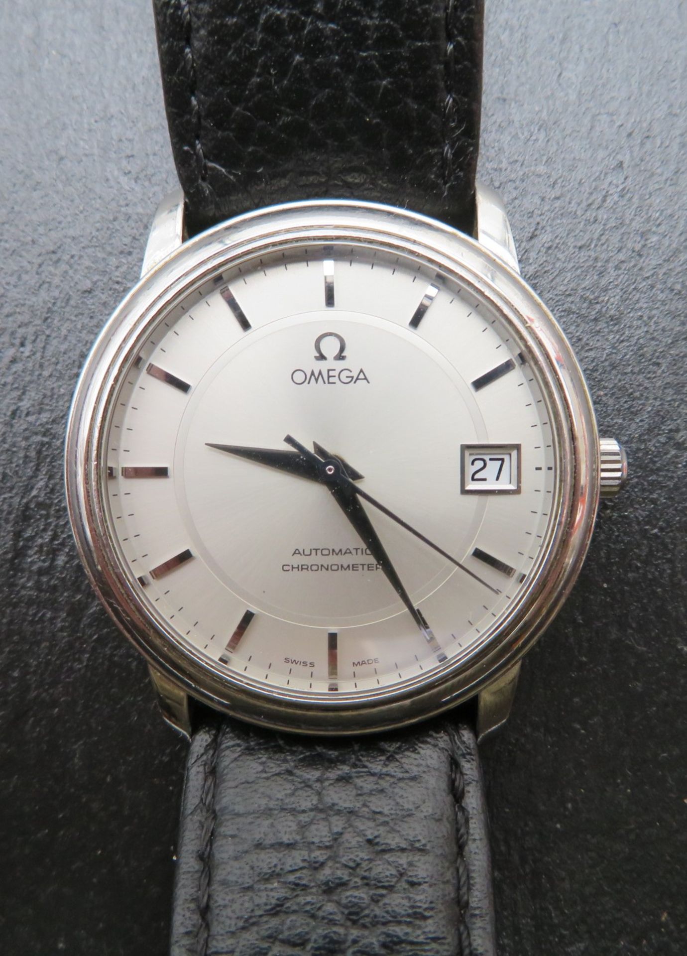 HAU, Omega, De Ville Automatic Chronometer, Gehäuse Edelstahl, Datumsanzeige, Lederband, intakt, Or