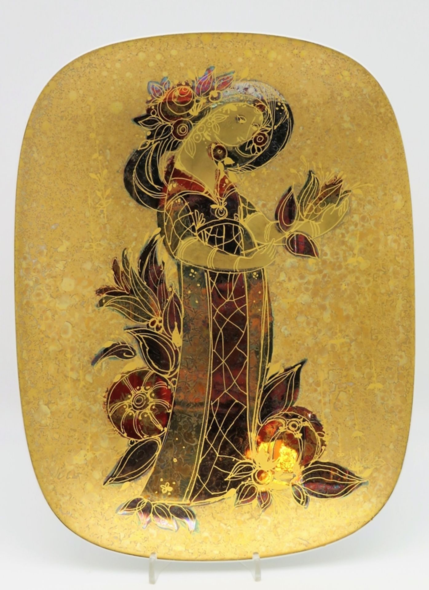 Wandschale, Rosenthal, Entwurf Björn Wiinblad (1918 - 2006), Weißporzellan mit reichem Golddekor, g