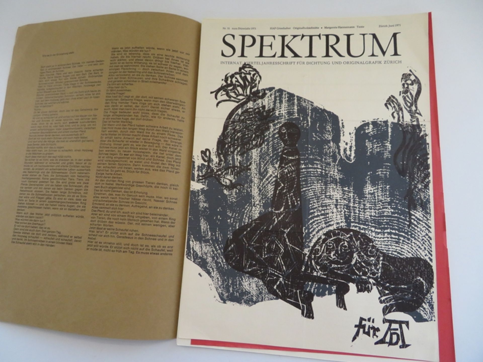 Heft, Spektrum, Zürich 1970, 45 x 31,5 cm. - Bild 2 aus 3