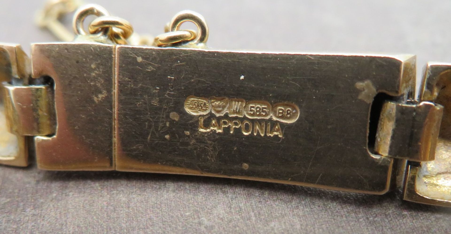 Designer Armband, Finnland, Lapponia, 1979, Gelbgold 585/000, gepunzt, 25,6 g, sign., Jahrescode B8 - Image 2 of 2