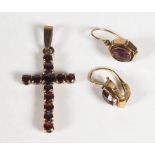 PAAR OHRSTECKER, um 1900, ovaler Amethyst in Facettenschliff