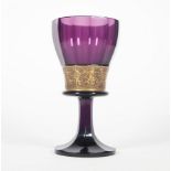 KELCHPOKAL, 1920er/ 30er Jahre, amethystfarbenes Glas,