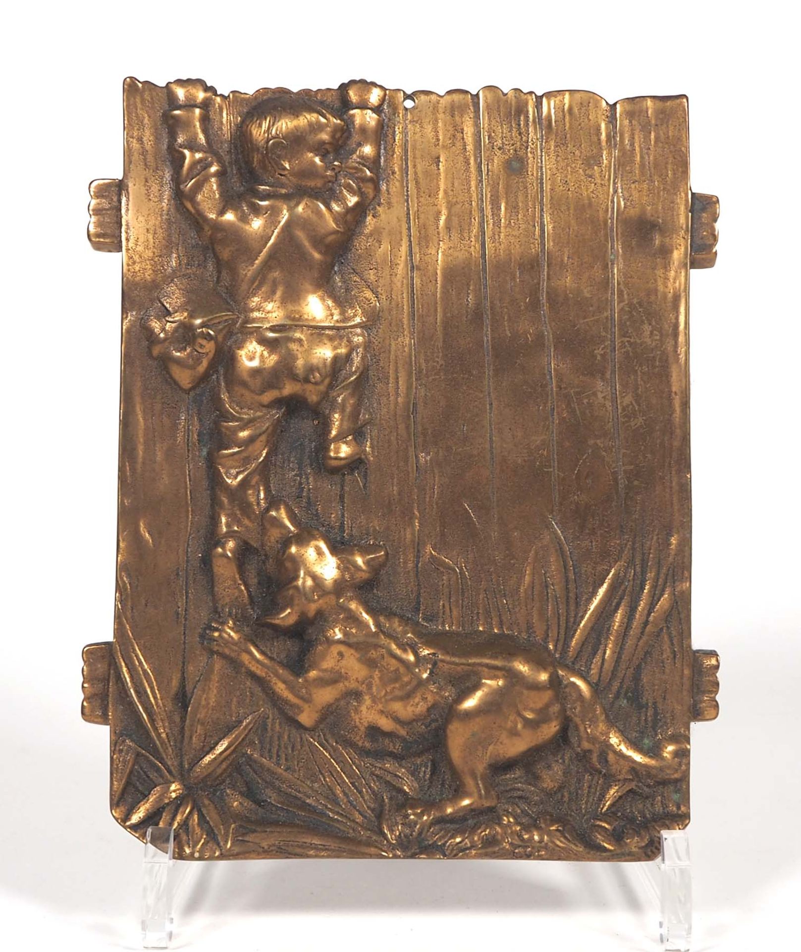 BRONZERELIEF, rechteckige Form,